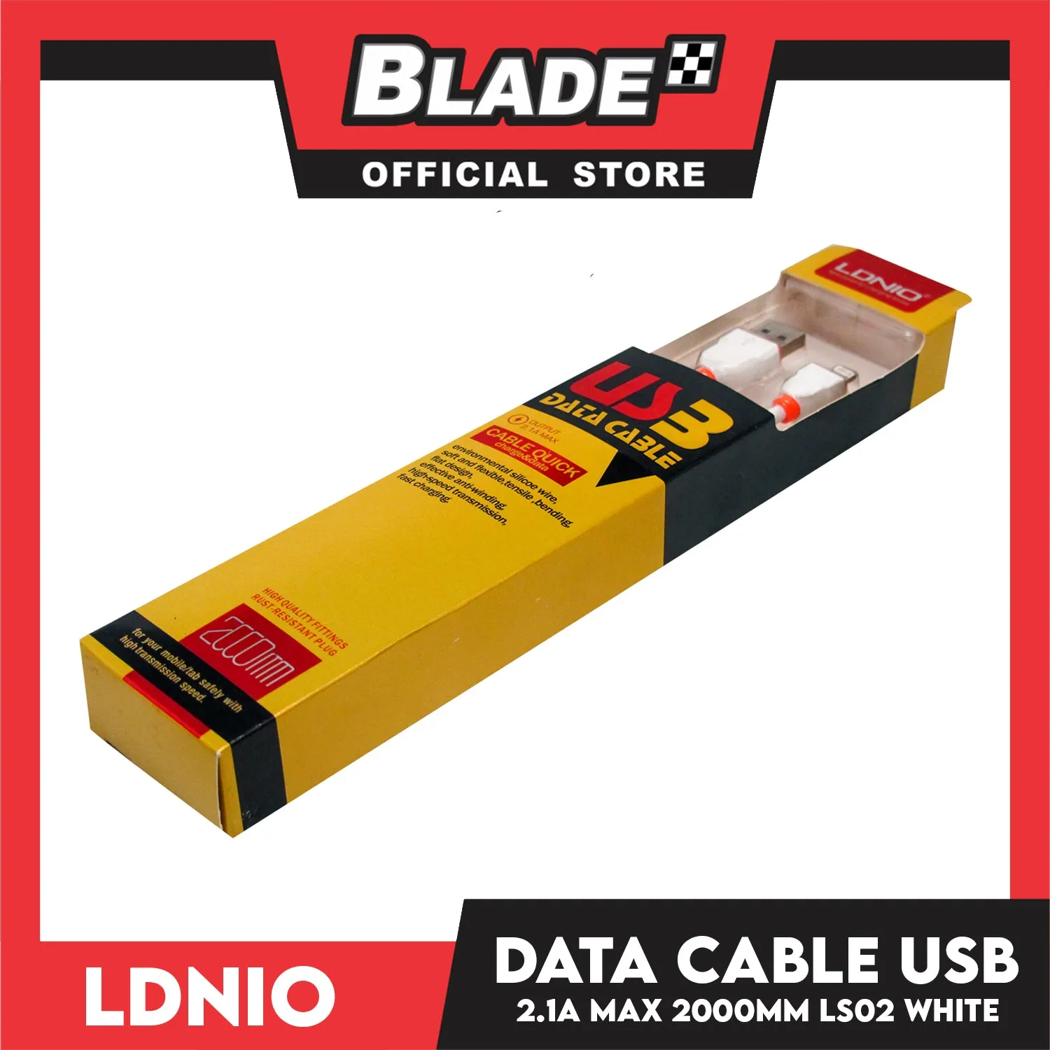 Ldnio Data Cable 2.1A Micro-USB 2000mm LS02 (White) for iPhone (5,5c,5s,6,6 ,6s,6s,7,7 ,8,X,XR,XS MAX,11), iPa, iPad Mini 1-4, iPad Air and iPad 4