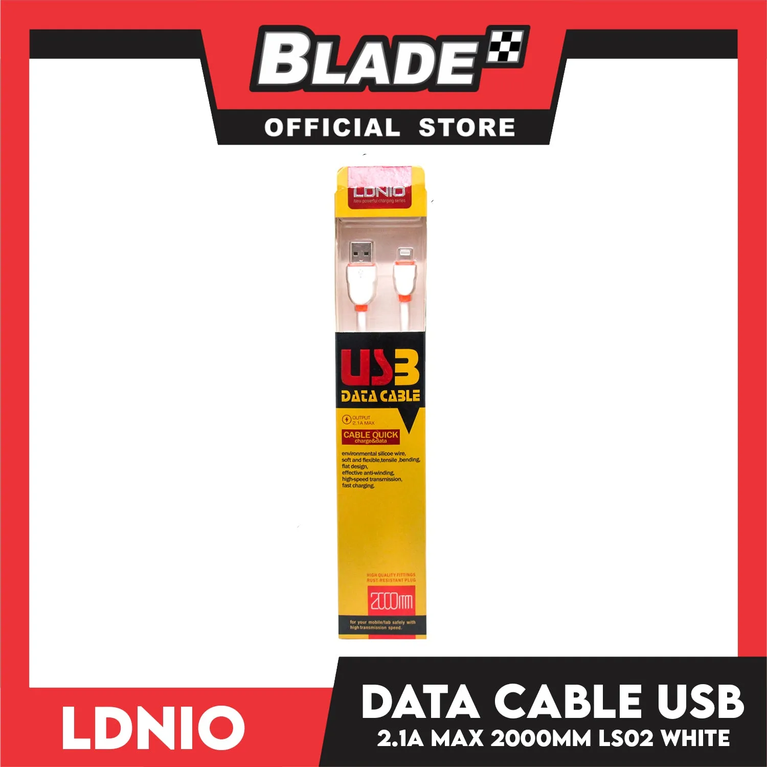 Ldnio Data Cable 2.1A Micro-USB 2000mm LS02 (White) for iPhone (5,5c,5s,6,6 ,6s,6s,7,7 ,8,X,XR,XS MAX,11), iPa, iPad Mini 1-4, iPad Air and iPad 4