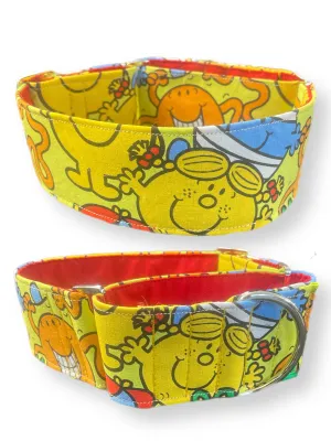 Little Miss and Mr bright yellow colors greyhound Martingale collar cotton covered 50mm width