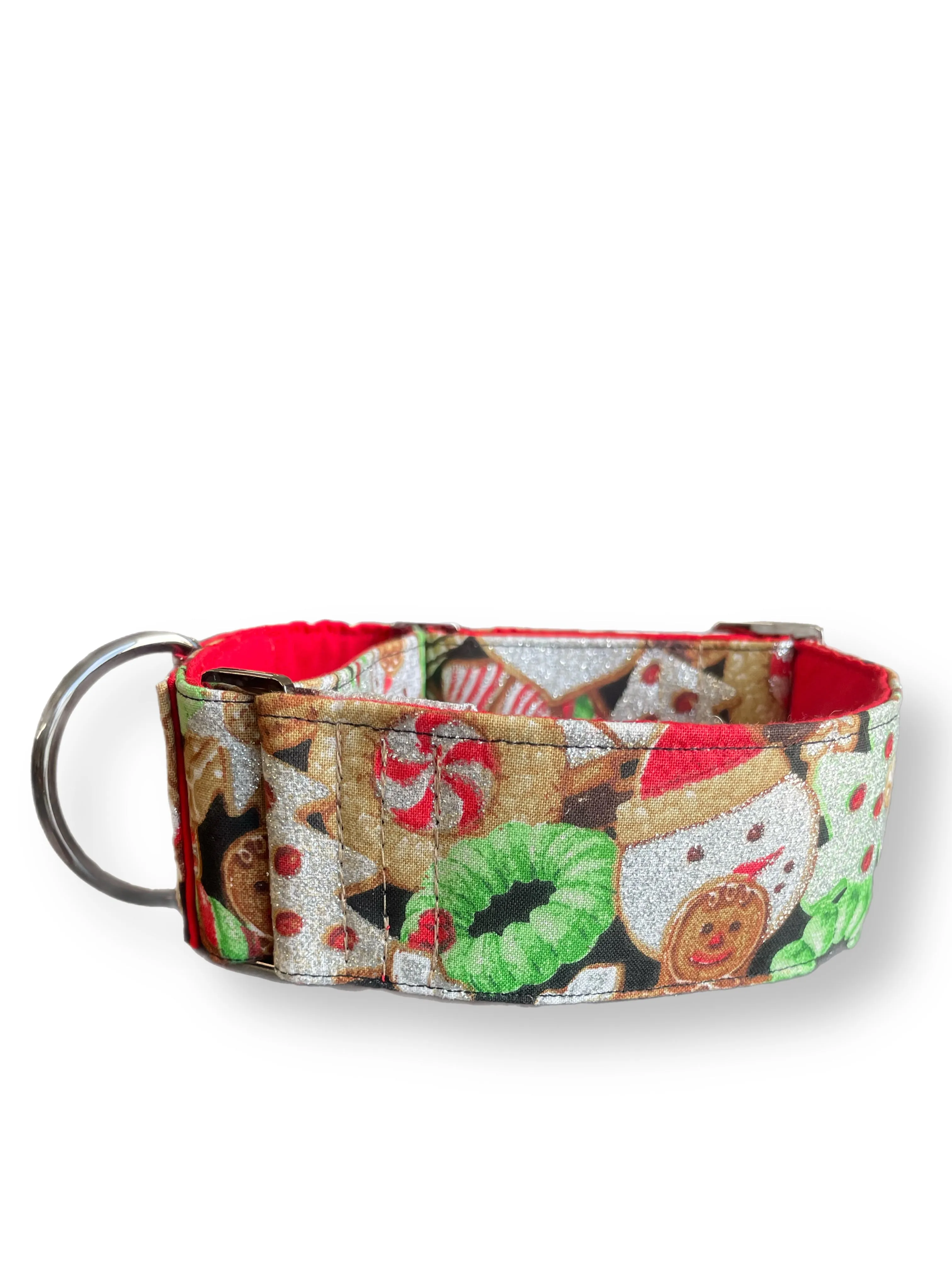 Merry making Christmas Santa Cotton covered greyhound Martingale collar 50mm width super soft