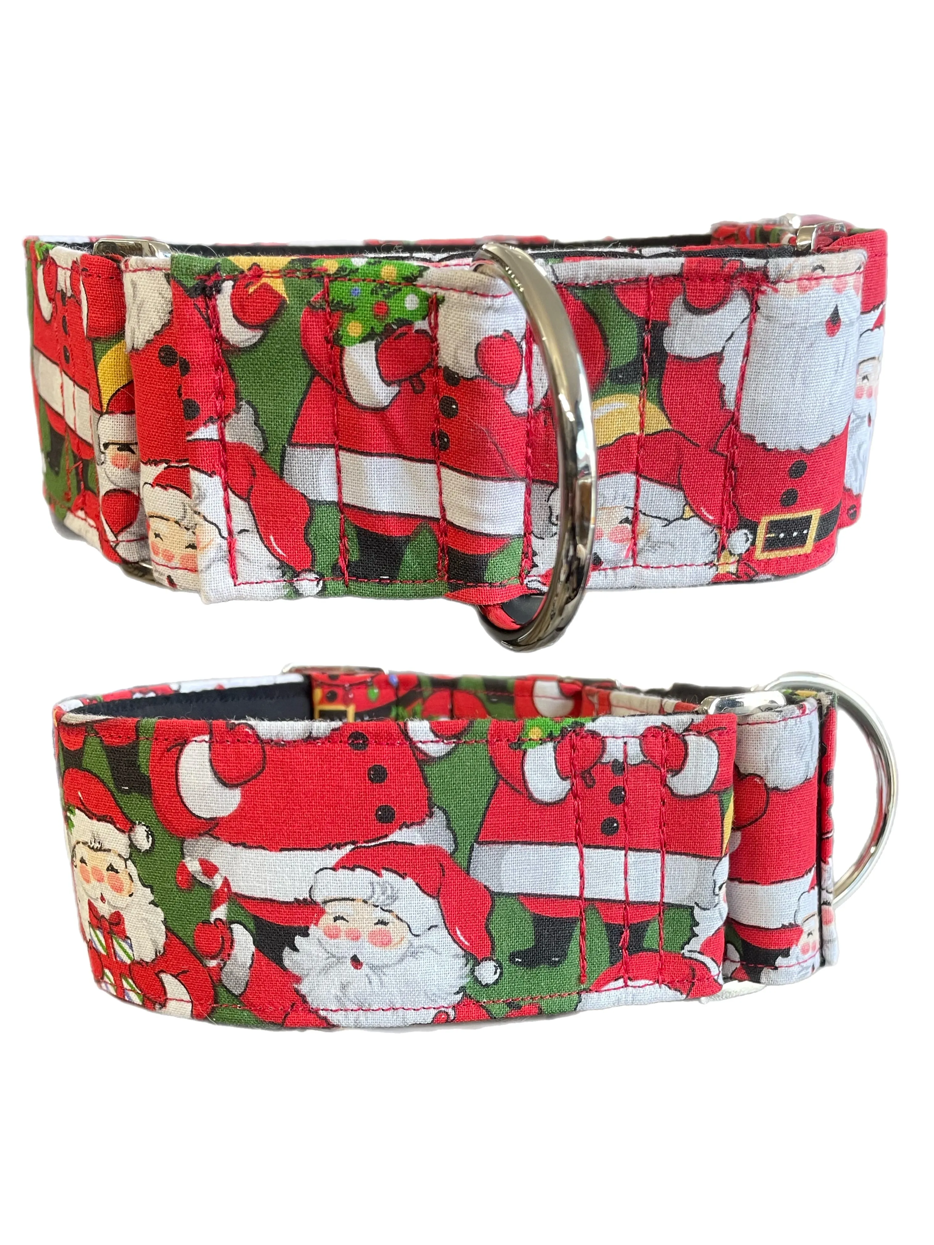 Merry making Christmas Santa Cotton covered greyhound Martingale collar 50mm width super soft