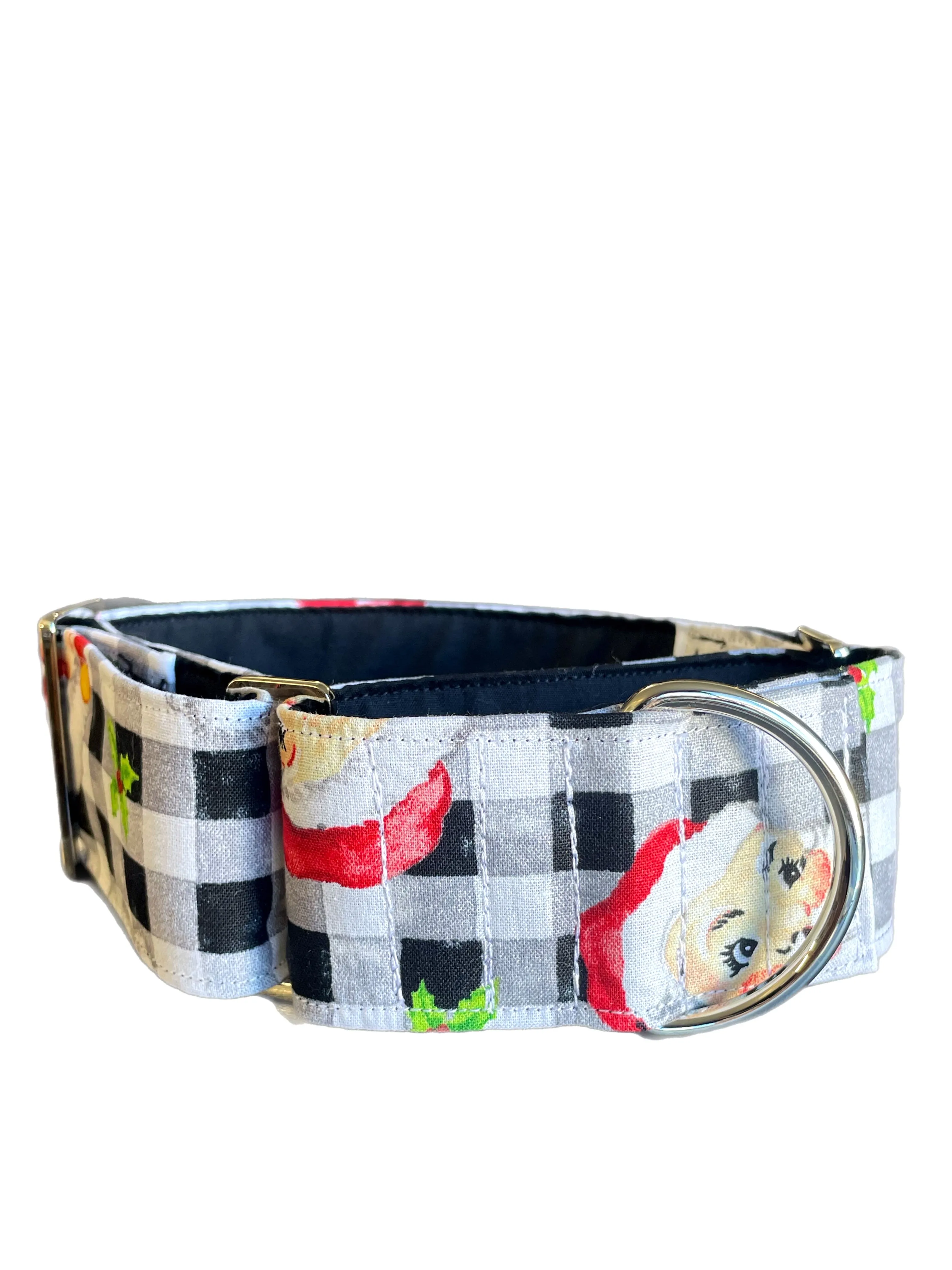 Merry making Christmas Santa Cotton covered greyhound Martingale collar 50mm width super soft