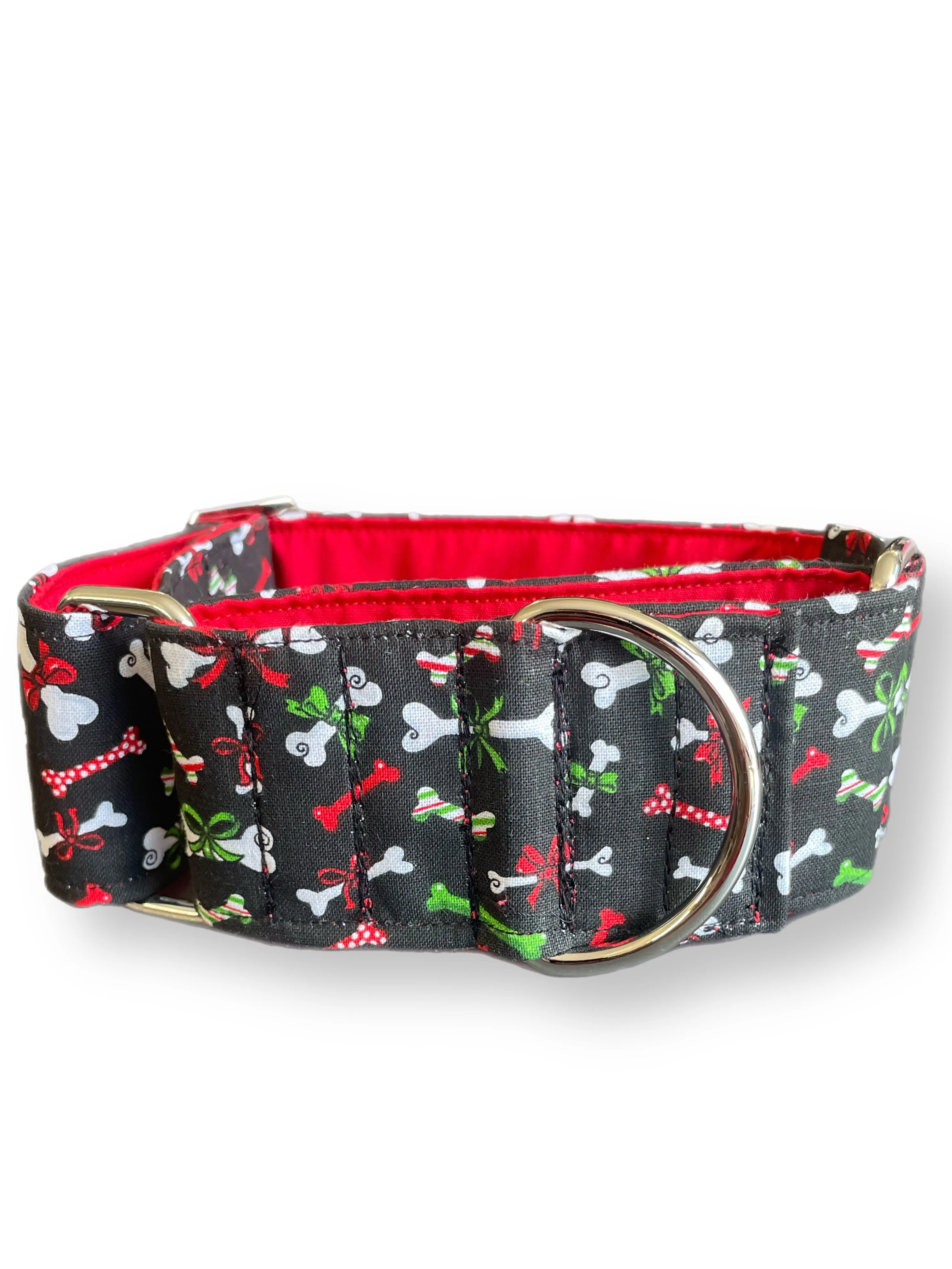 Merry making Christmas Santa Cotton covered greyhound Martingale collar 50mm width super soft