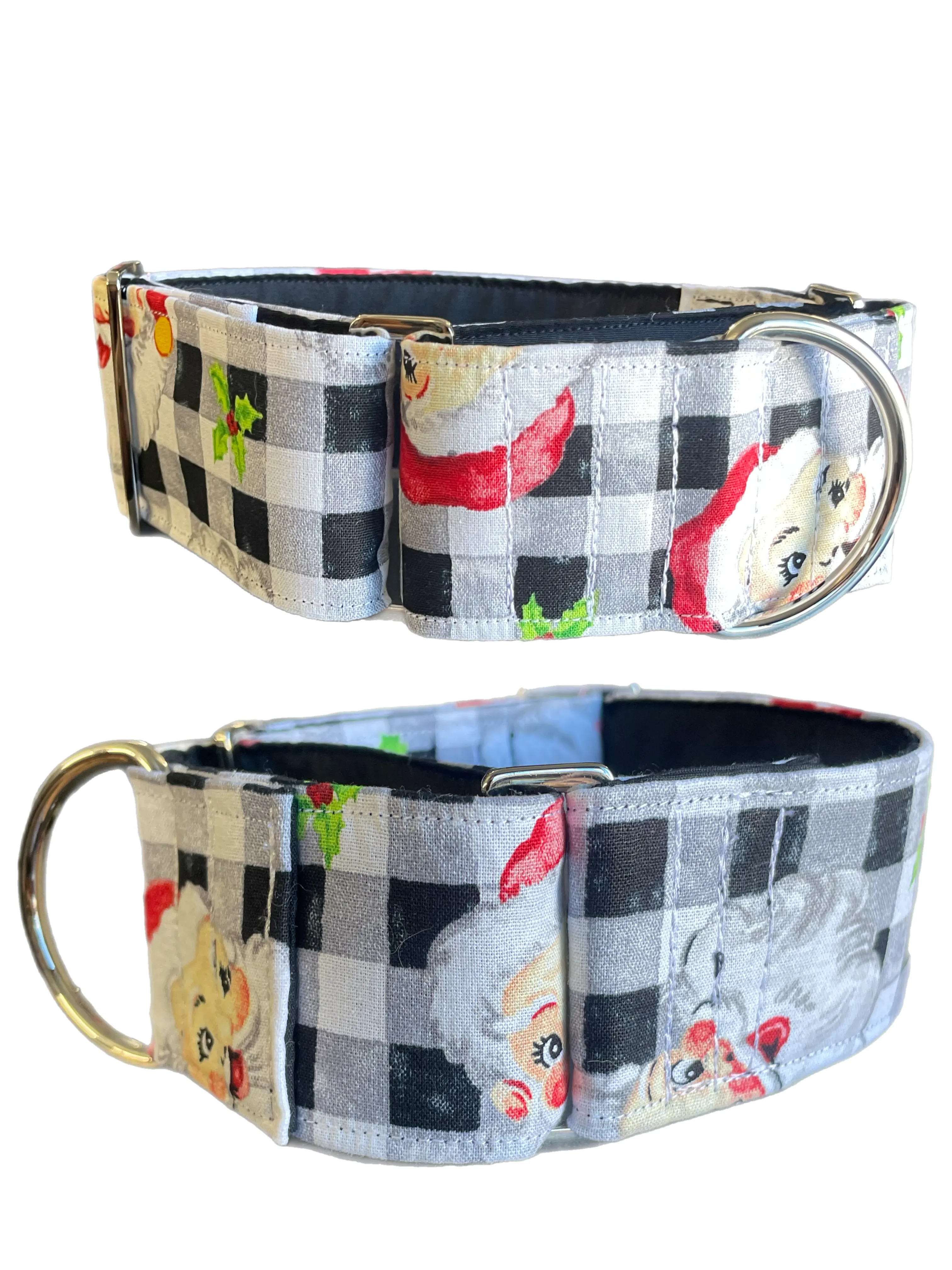 Merry making Christmas Santa Cotton covered greyhound Martingale collar 50mm width super soft