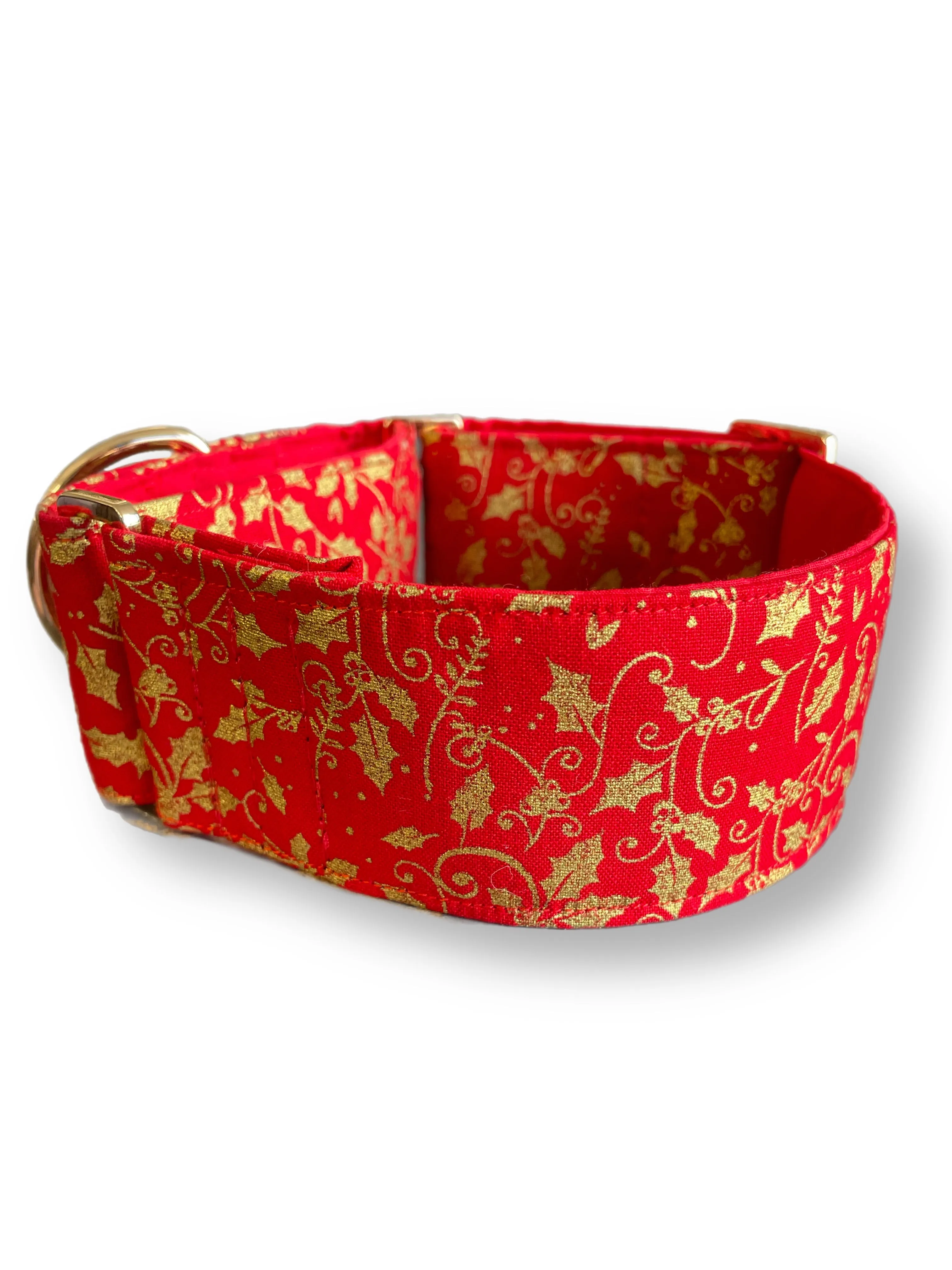 Merry making Christmas Santa Cotton covered greyhound Martingale collar 50mm width super soft