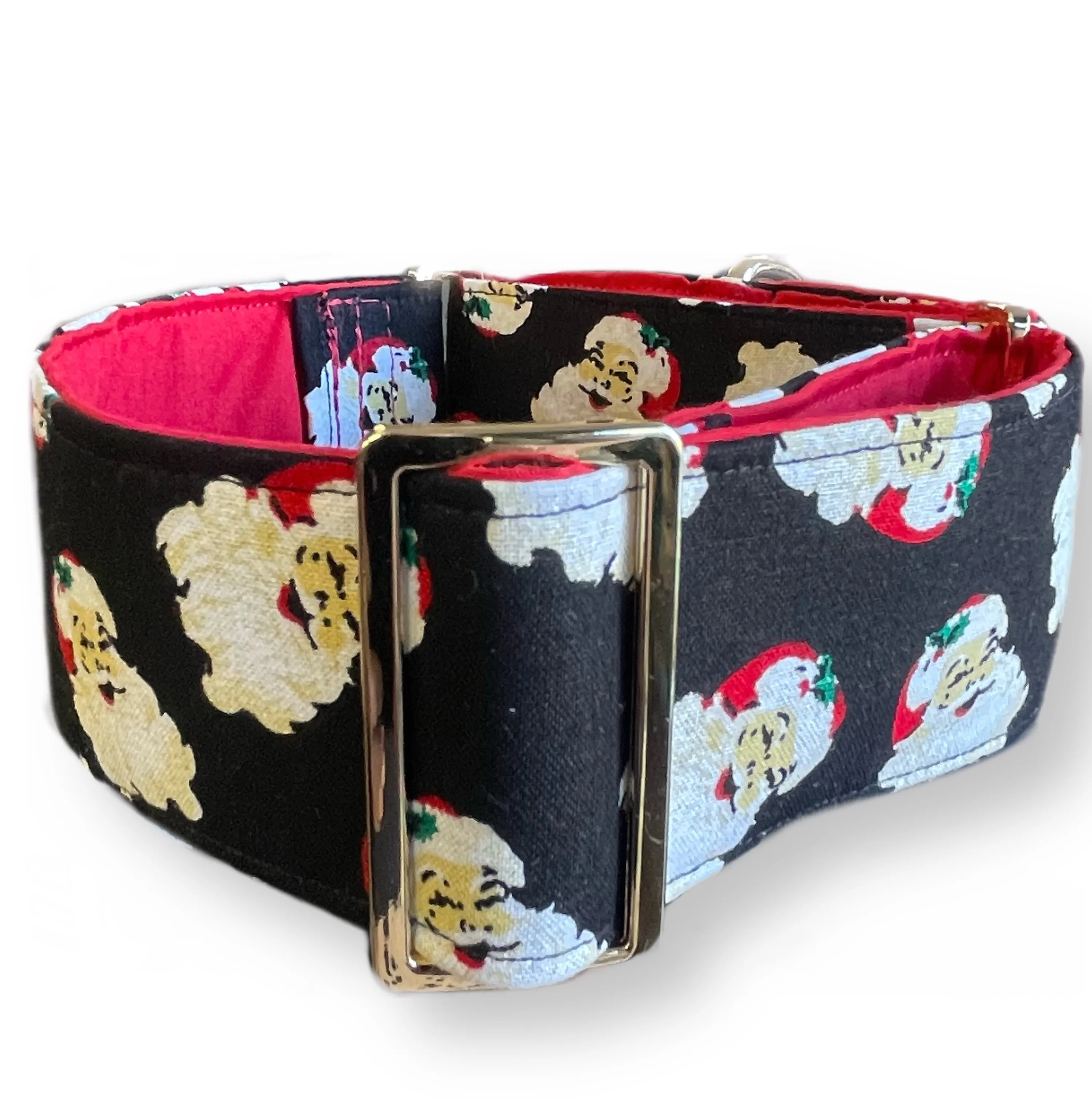 Merry making Christmas Santa Cotton covered greyhound Martingale collar 50mm width super soft