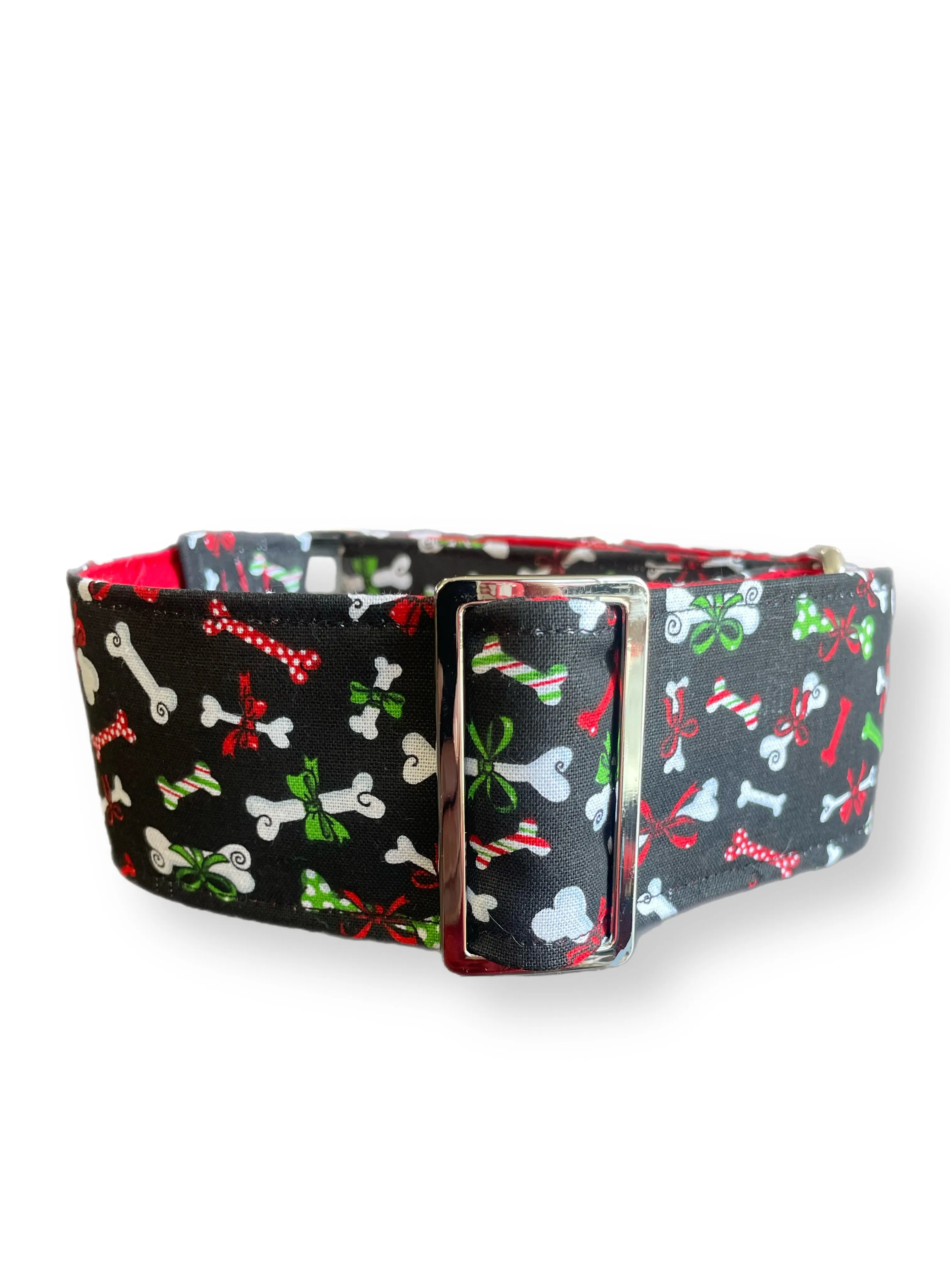 Merry making Christmas Santa Cotton covered greyhound Martingale collar 50mm width super soft