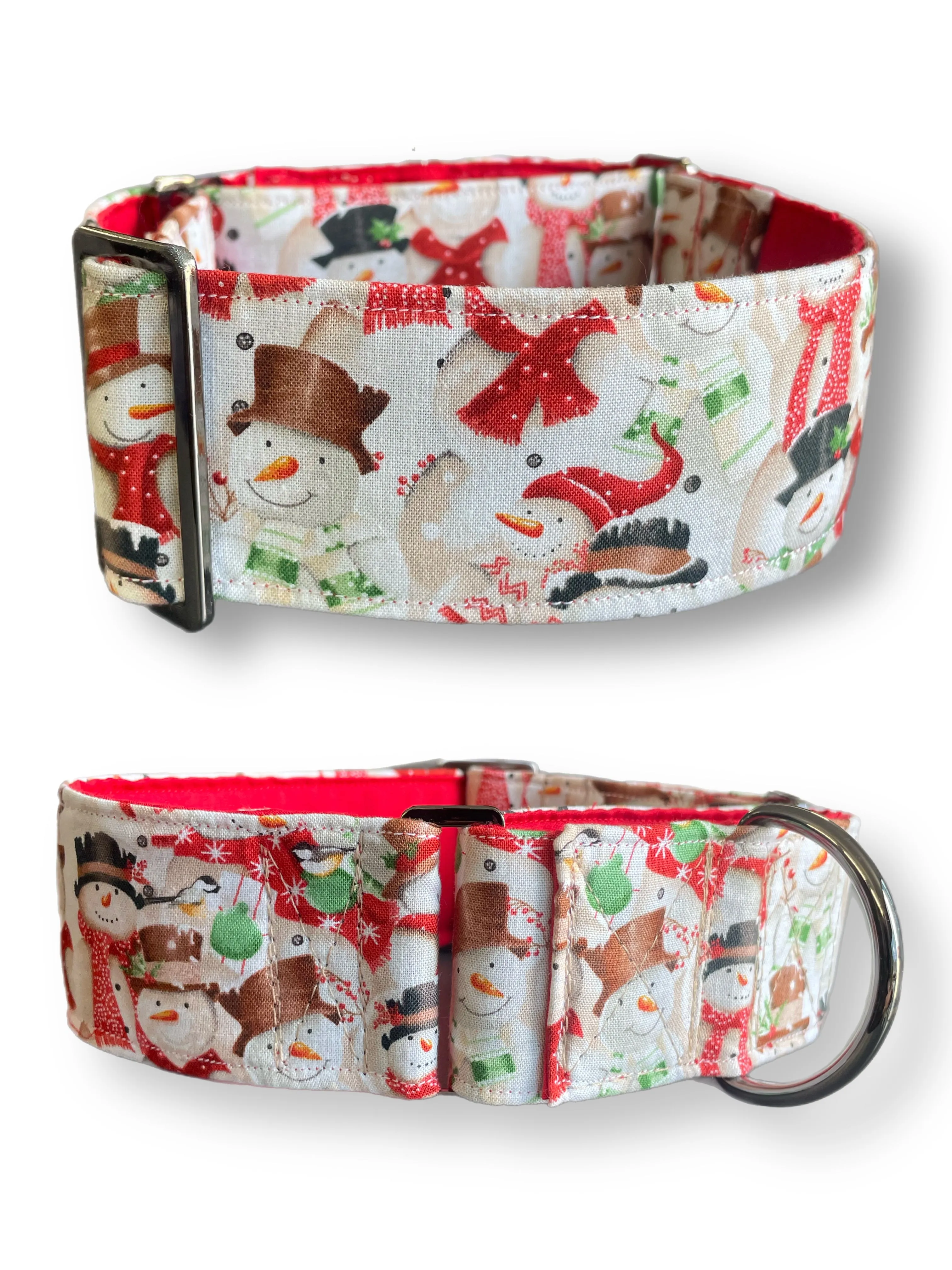 Merry making Christmas Santa Cotton covered greyhound Martingale collar 50mm width super soft