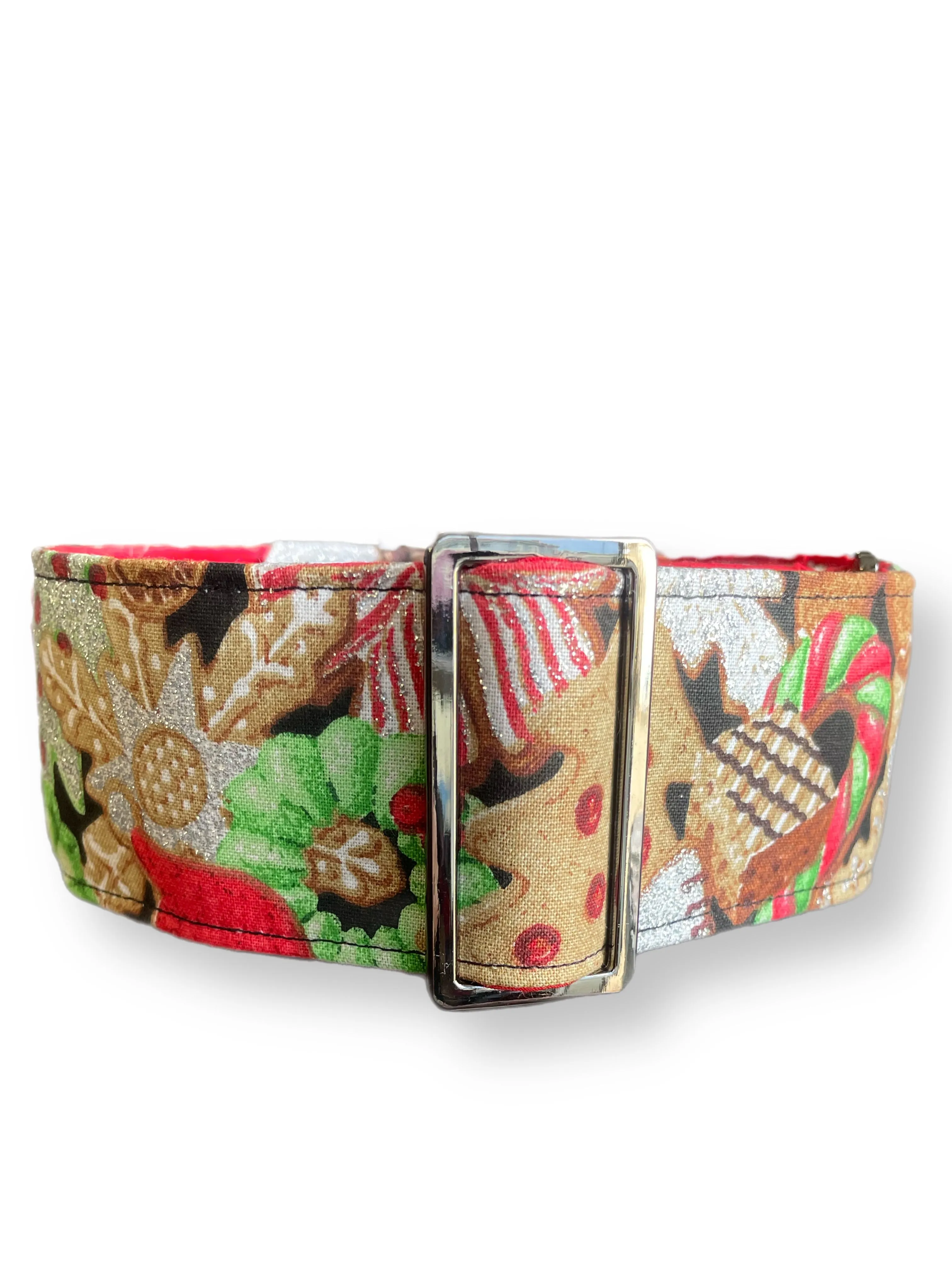 Merry making Christmas Santa Cotton covered greyhound Martingale collar 50mm width super soft