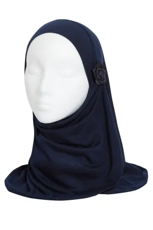 Midnight Navy Girls Flower Hijab