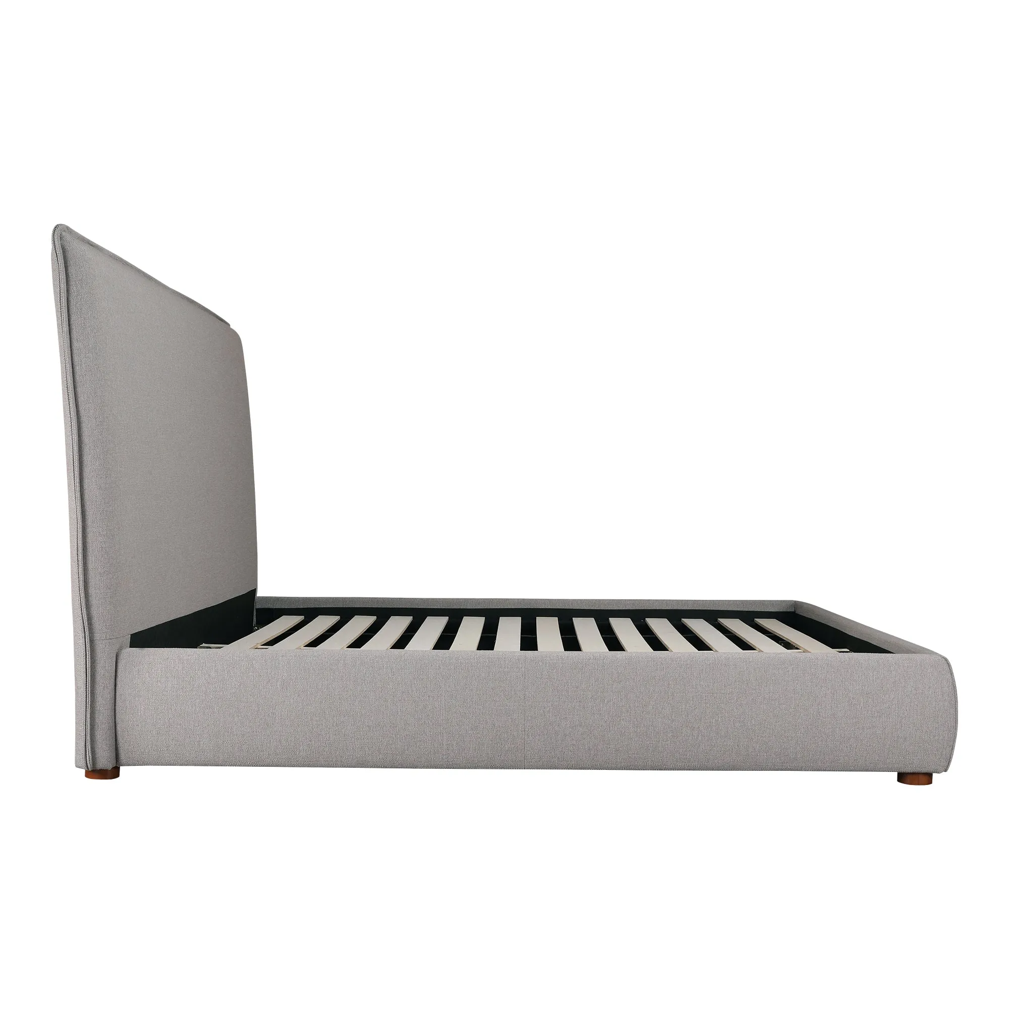 Moe's Home Collection Luzon Grey Upholstered Queen Size Bed With Tall Headboard