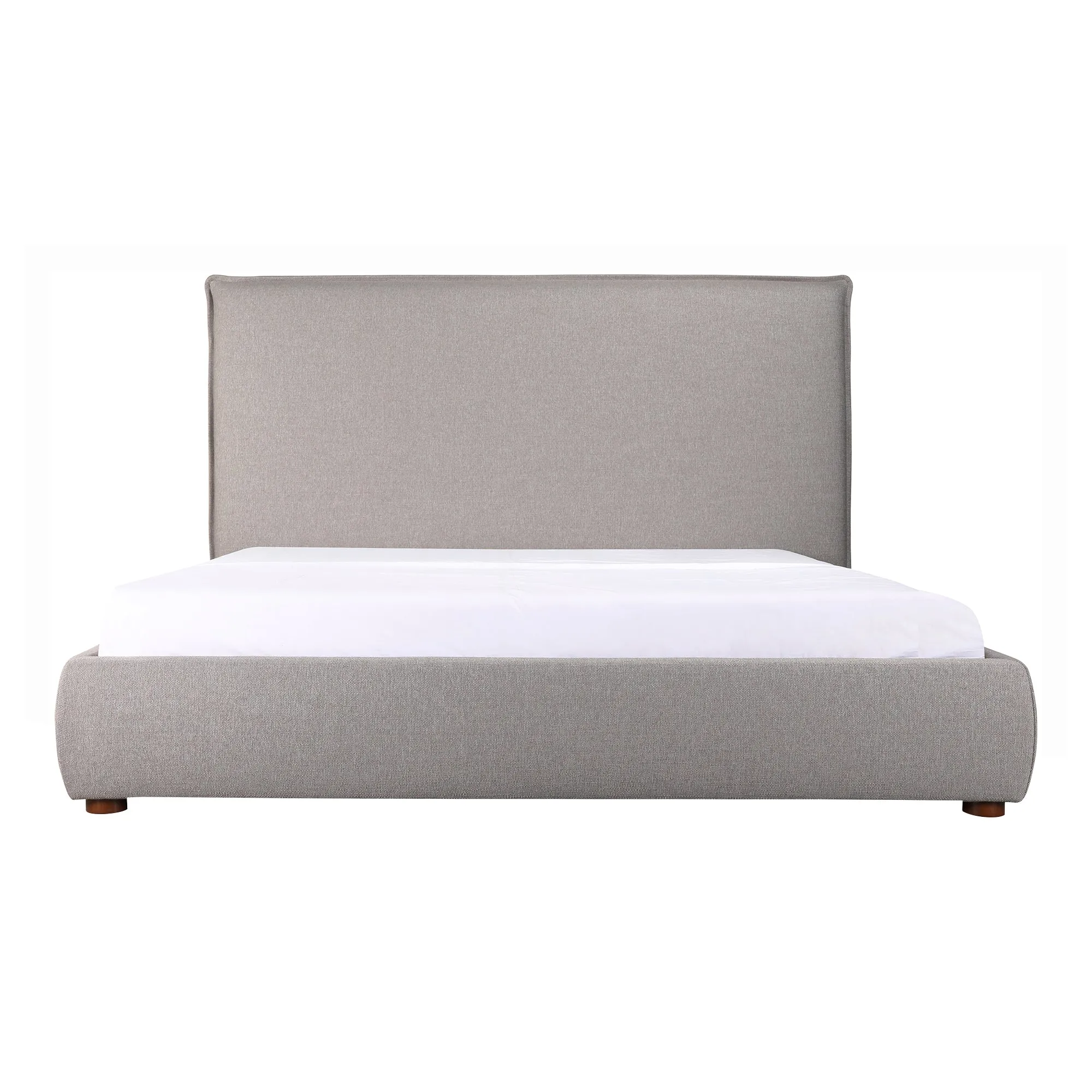 Moe's Home Collection Luzon Grey Upholstered Queen Size Bed With Tall Headboard