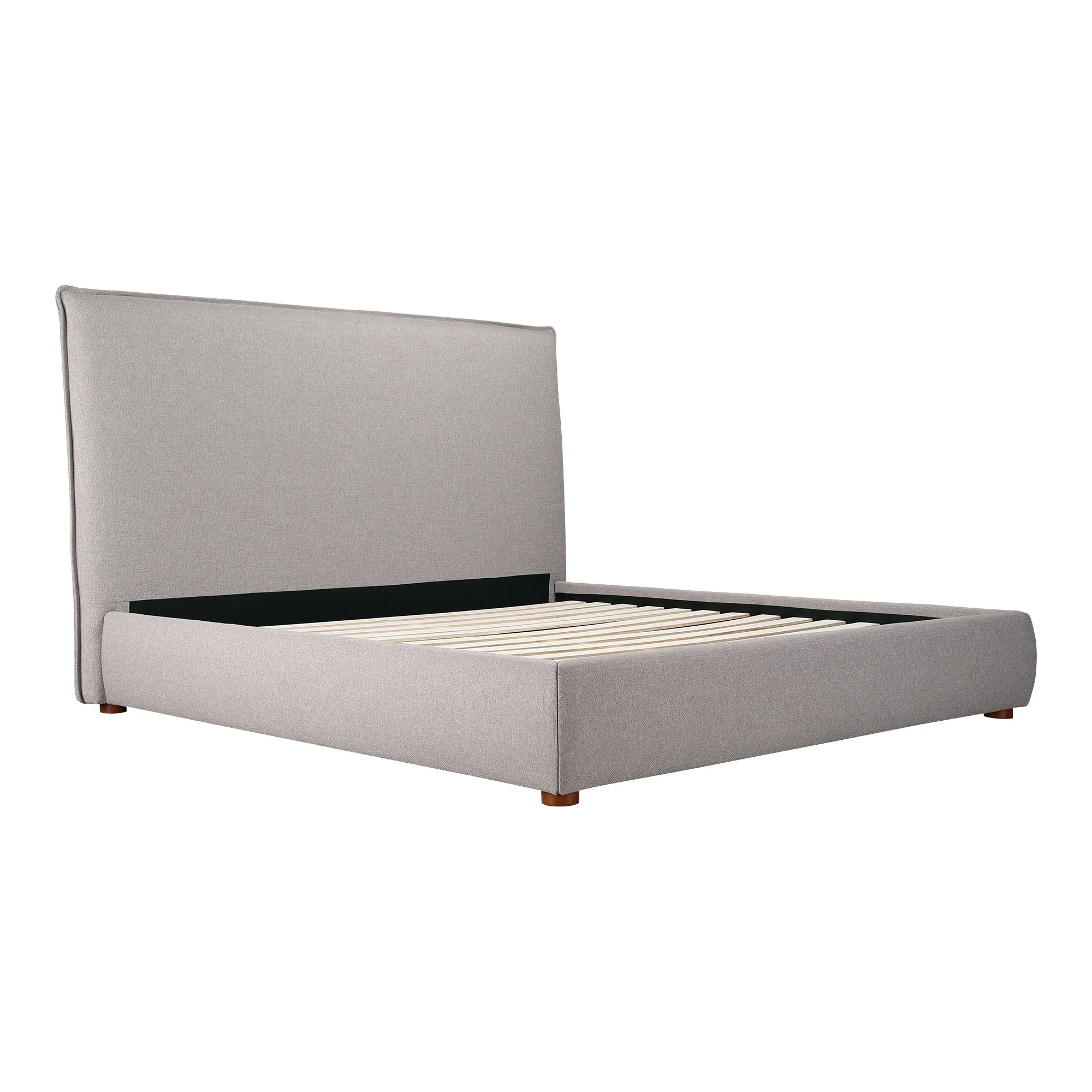Moe's Home Collection Luzon Grey Upholstered Queen Size Bed With Tall Headboard