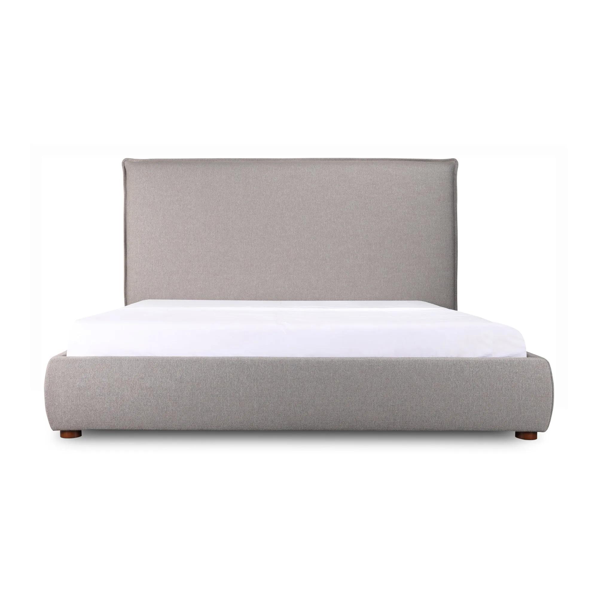 Moe's Home Collection Luzon Grey Upholstered Queen Size Bed With Tall Headboard