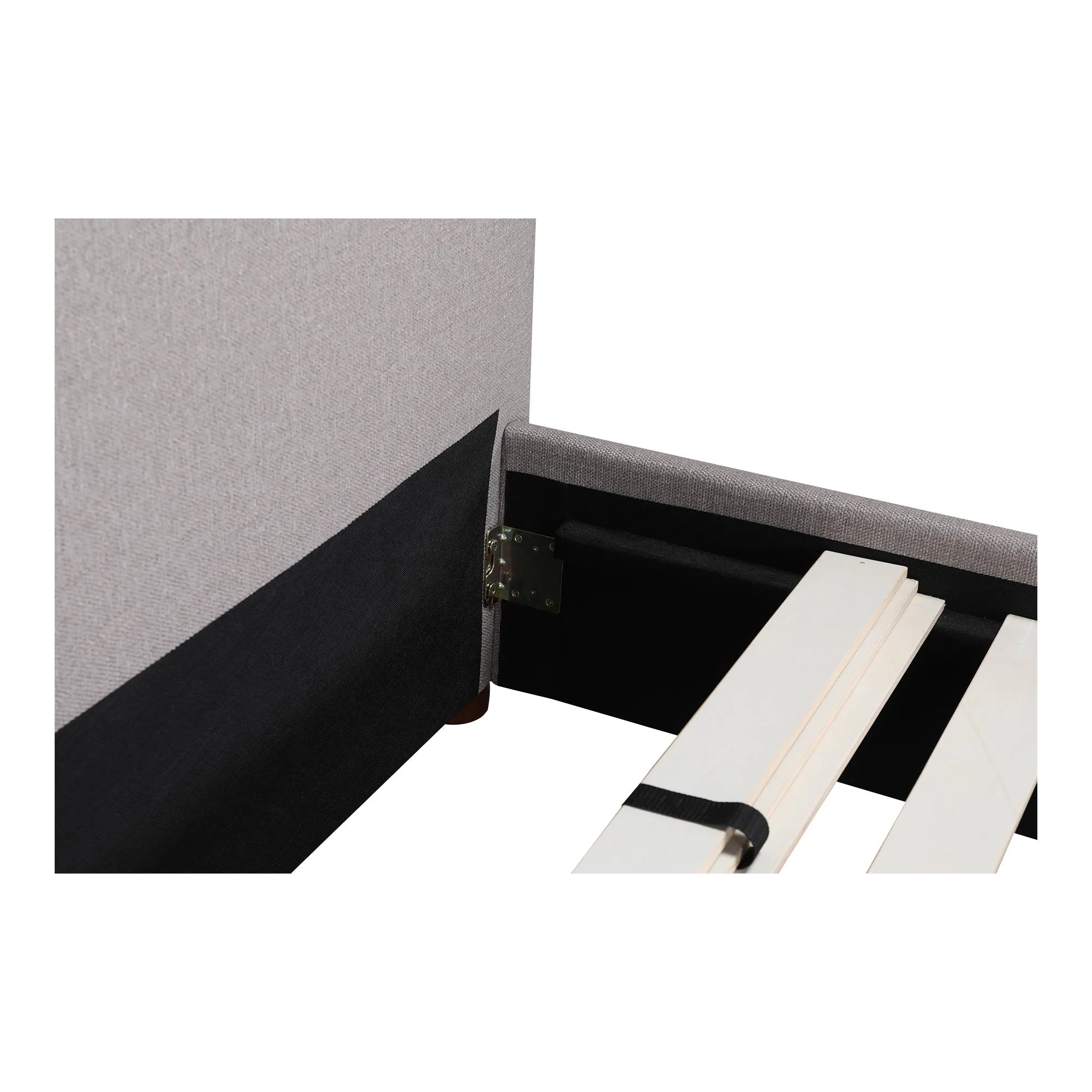 Moe's Home Collection Luzon Grey Upholstered Queen Size Bed With Tall Headboard