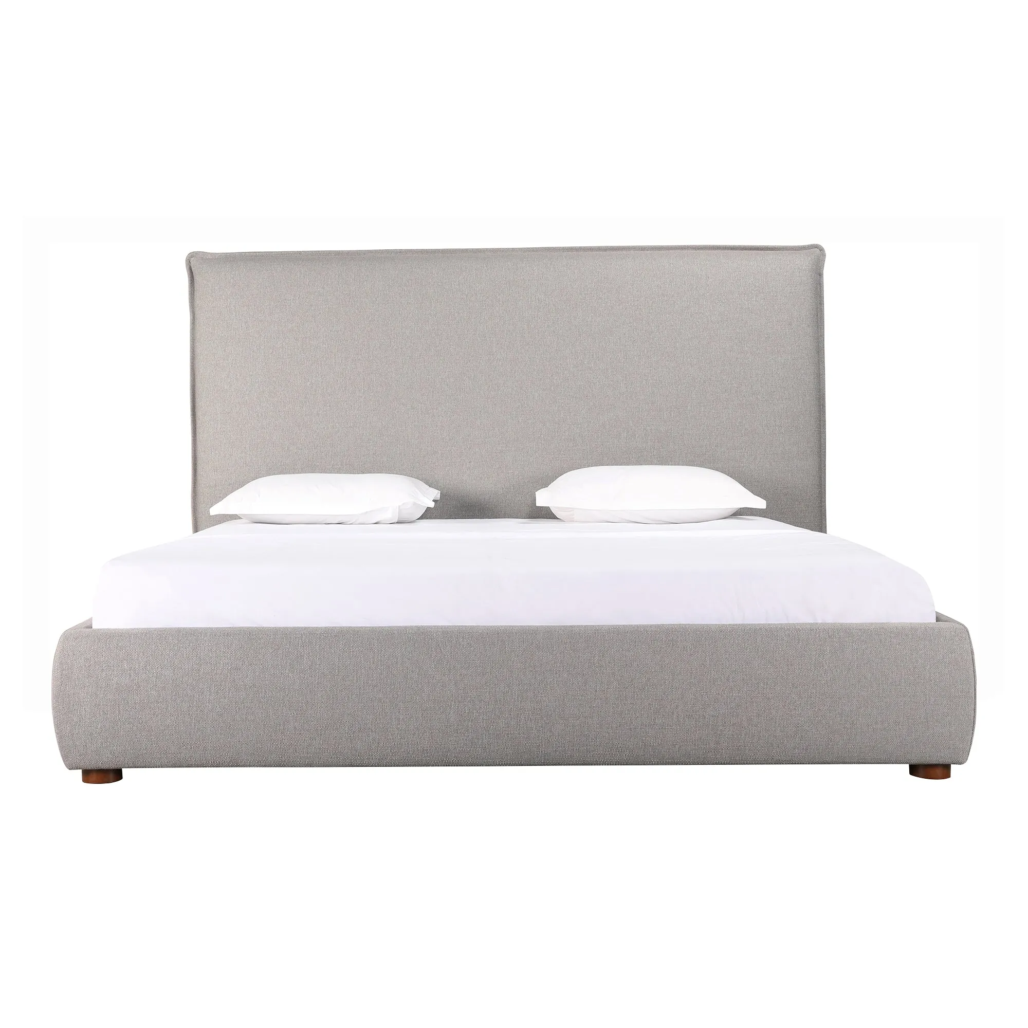 Moe's Home Collection Luzon Grey Upholstered Queen Size Bed With Tall Headboard
