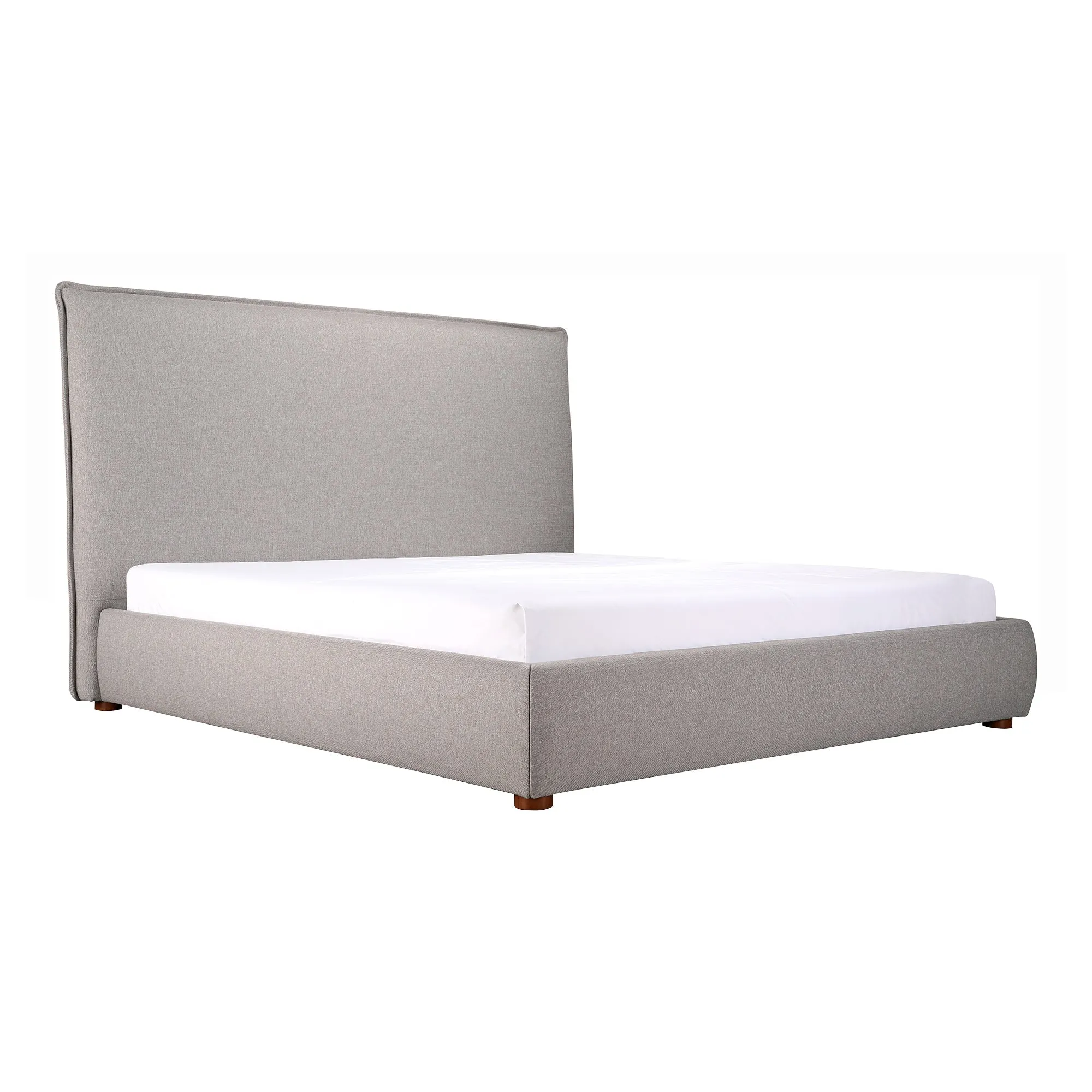Moe's Home Collection Luzon Grey Upholstered Queen Size Bed With Tall Headboard