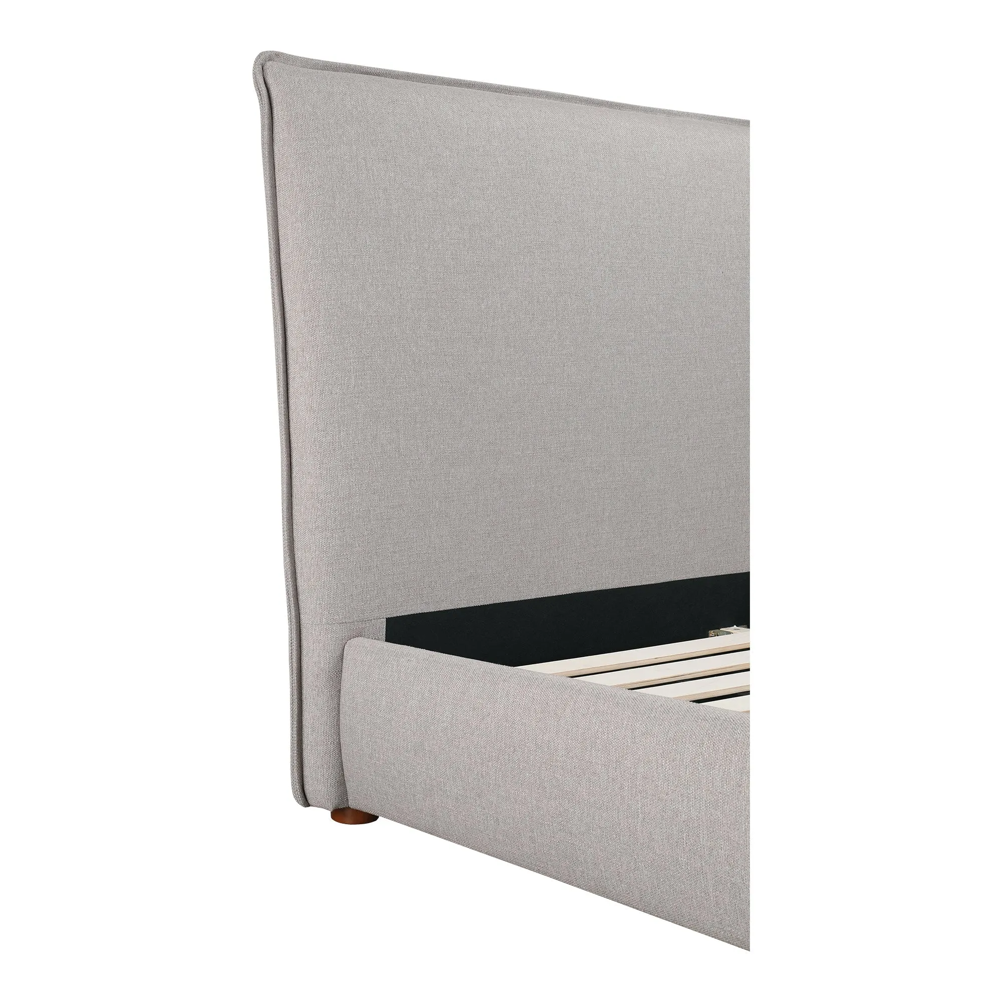 Moe's Home Collection Luzon Grey Upholstered Queen Size Bed With Tall Headboard