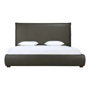 Moe's Home Collection Luzon Slate Vegan Leather Upholstered Queen Size Bed With Tall Headboard