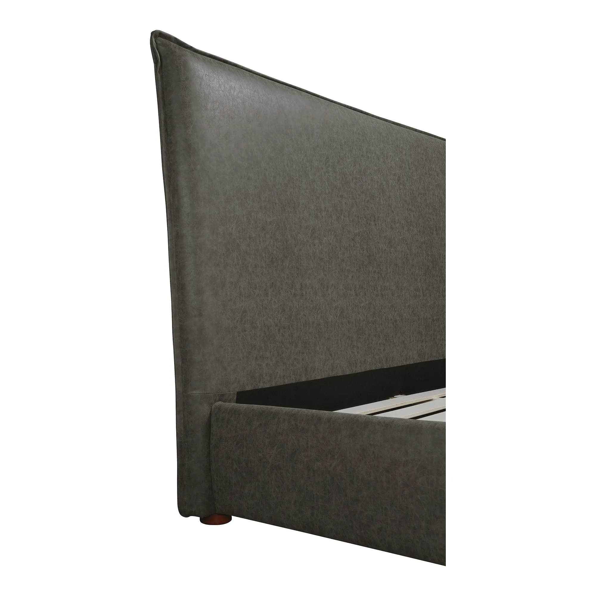 Moe's Home Collection Luzon Slate Vegan Leather Upholstered Queen Size Bed With Tall Headboard