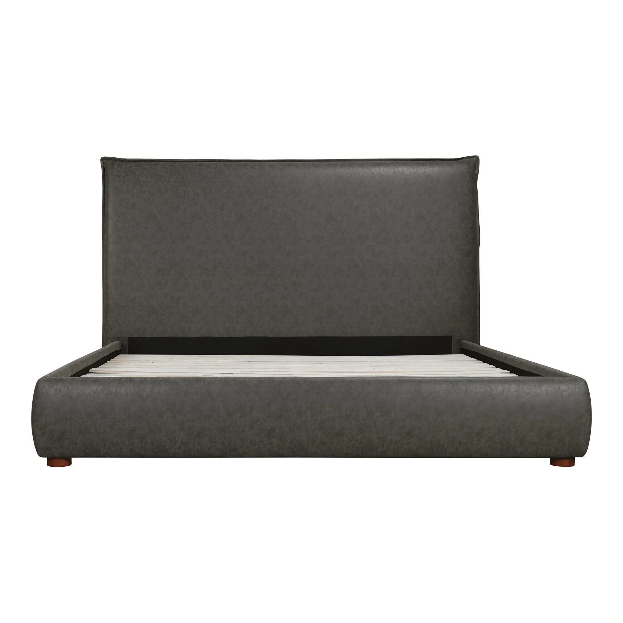 Moe's Home Collection Luzon Slate Vegan Leather Upholstered Queen Size Bed With Tall Headboard