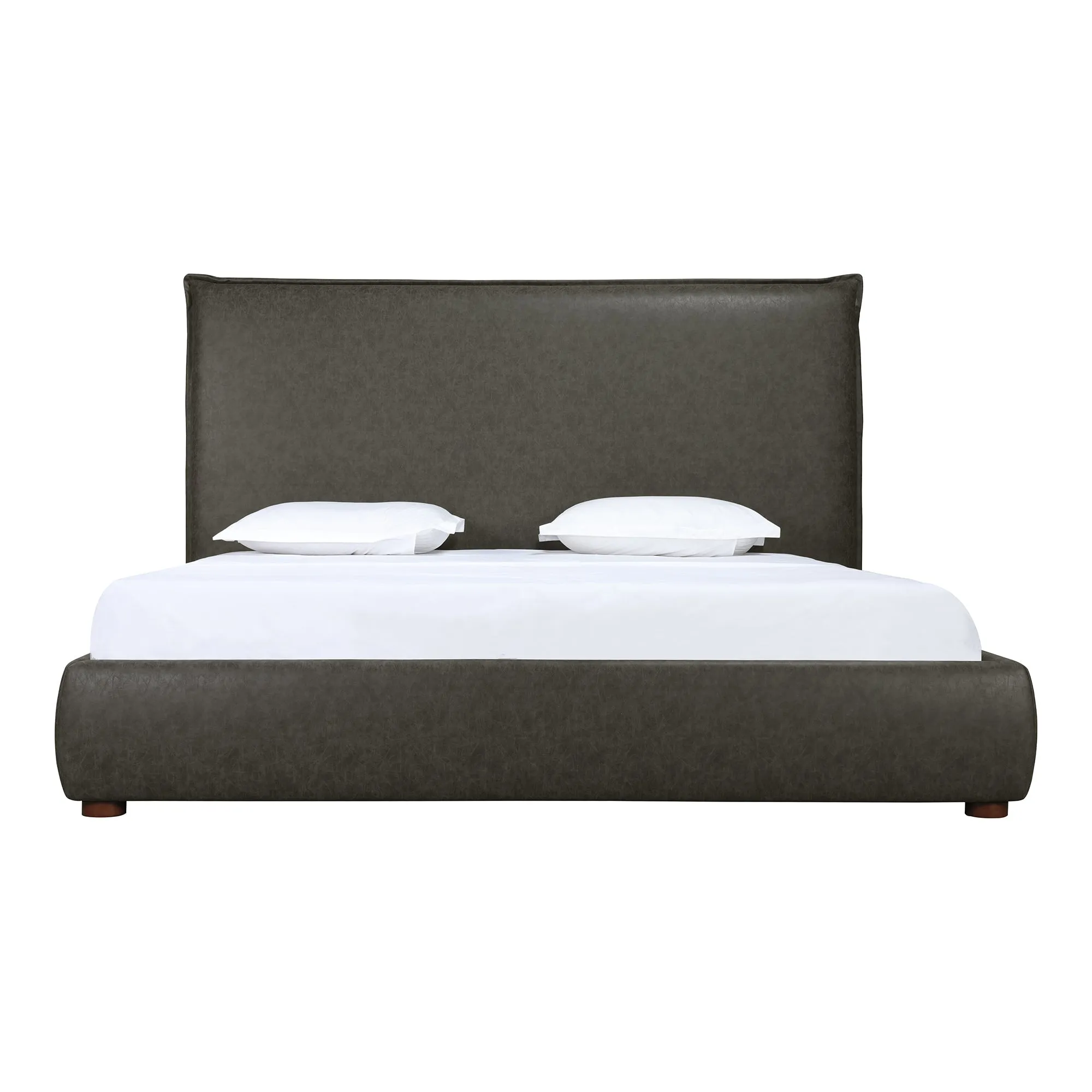 Moe's Home Collection Luzon Slate Vegan Leather Upholstered Queen Size Bed With Tall Headboard