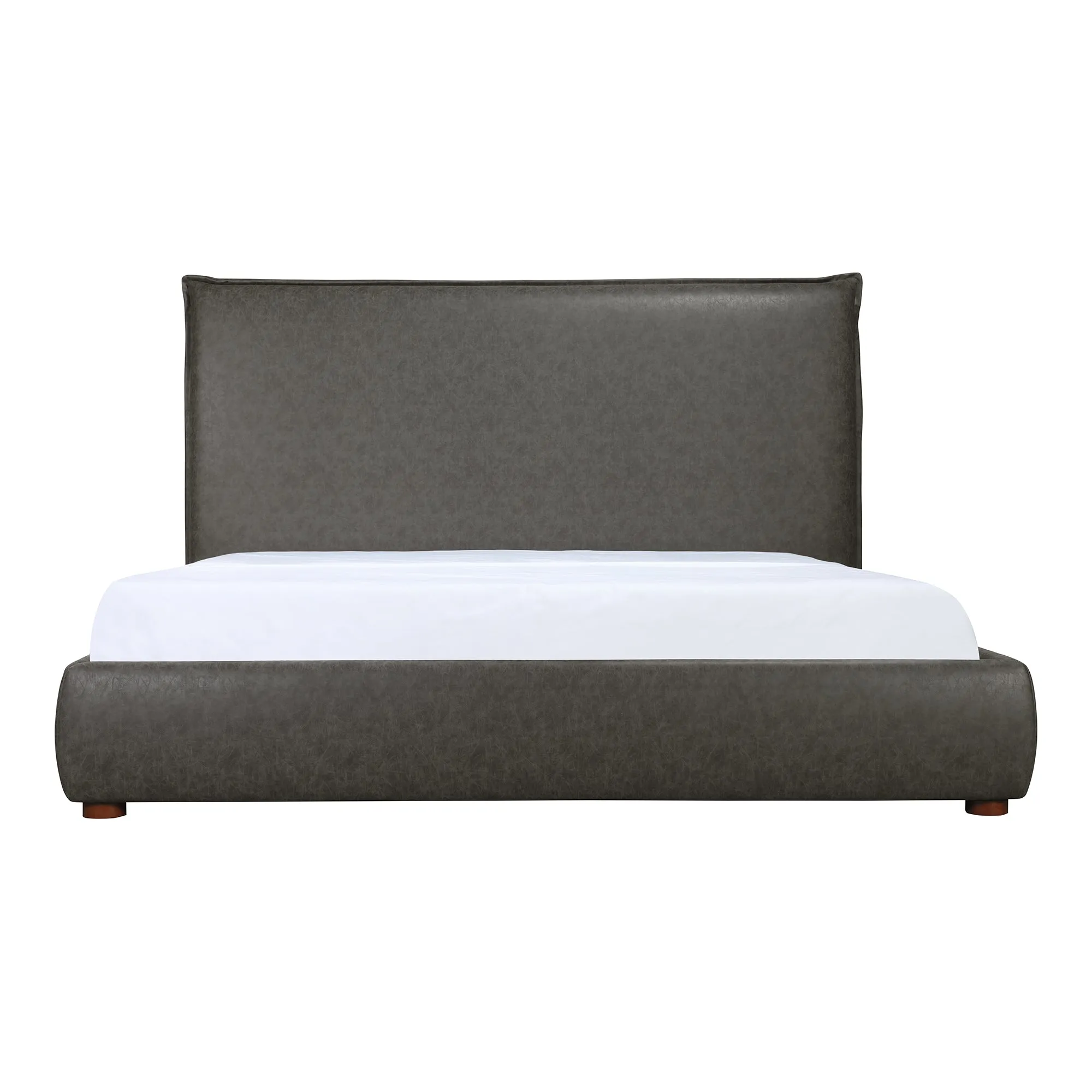 Moe's Home Collection Luzon Slate Vegan Leather Upholstered Queen Size Bed With Tall Headboard