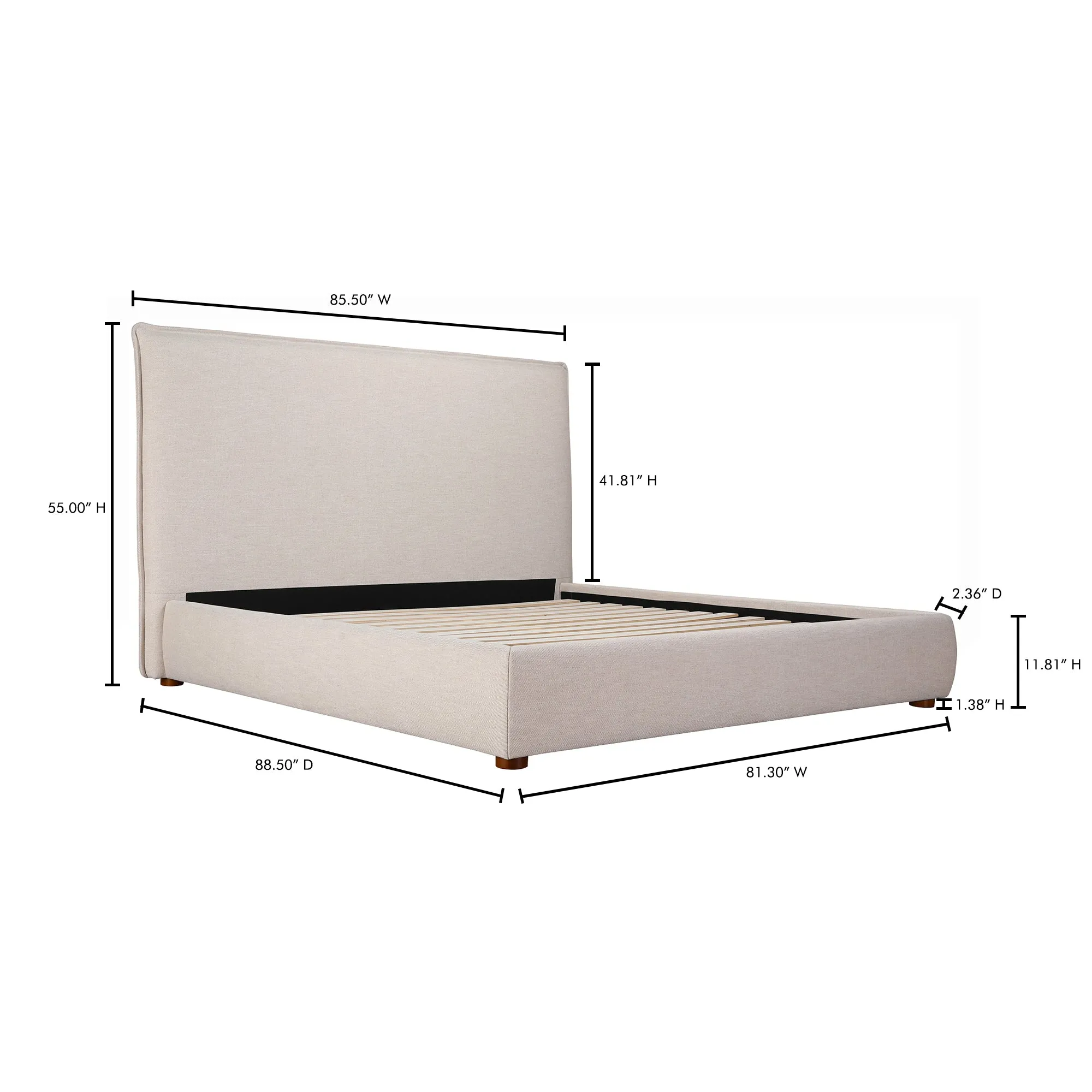 Moe's Home Collection Luzon Wheat Upholstered King Size Bed With Tall Headboard