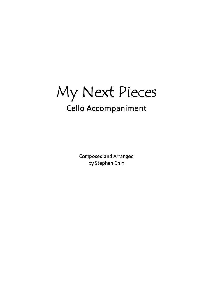 My Next Pieces String Accompaniment Score for Cello