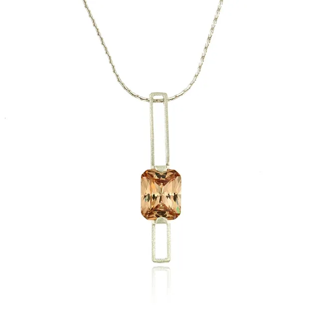 Mysterium Collection Champagne CZ Rectangle Necklace