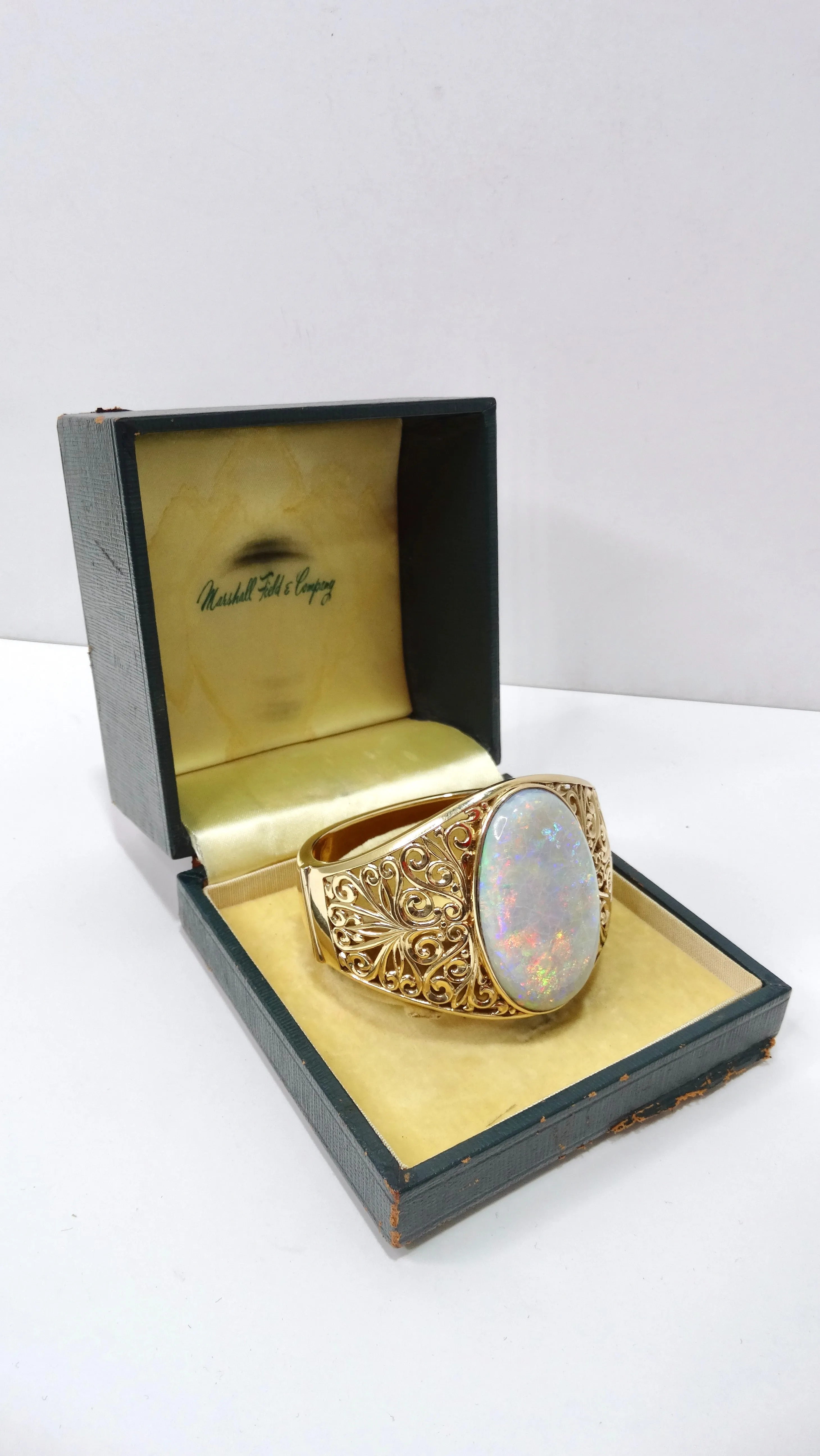 Natural Australian Opal Cabochon Bangle Bracelet