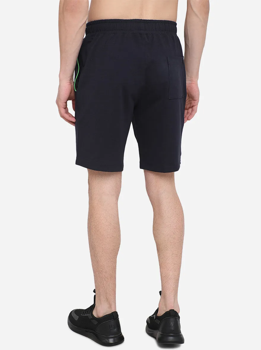 Navy Blue Solid Regular Fit Shorts | JadeBlue