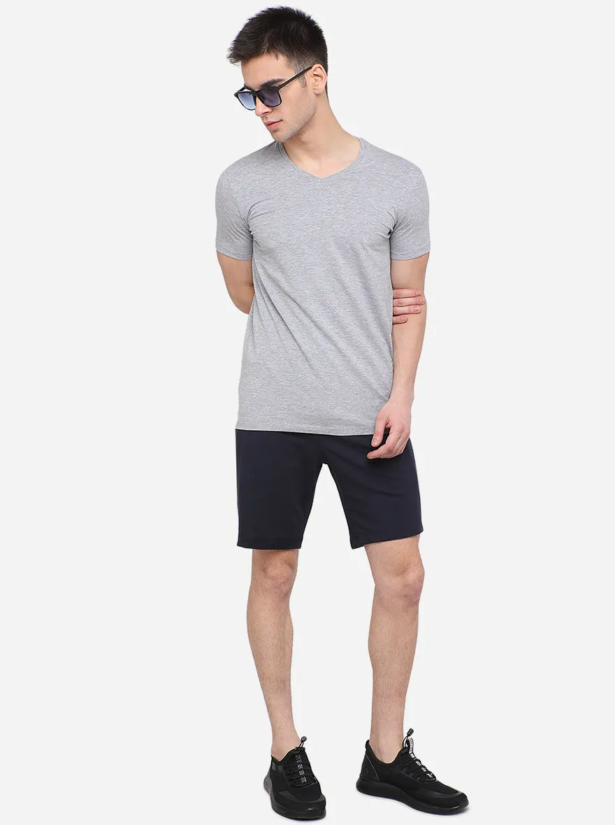 Navy Blue Solid Regular Fit Shorts | JadeBlue
