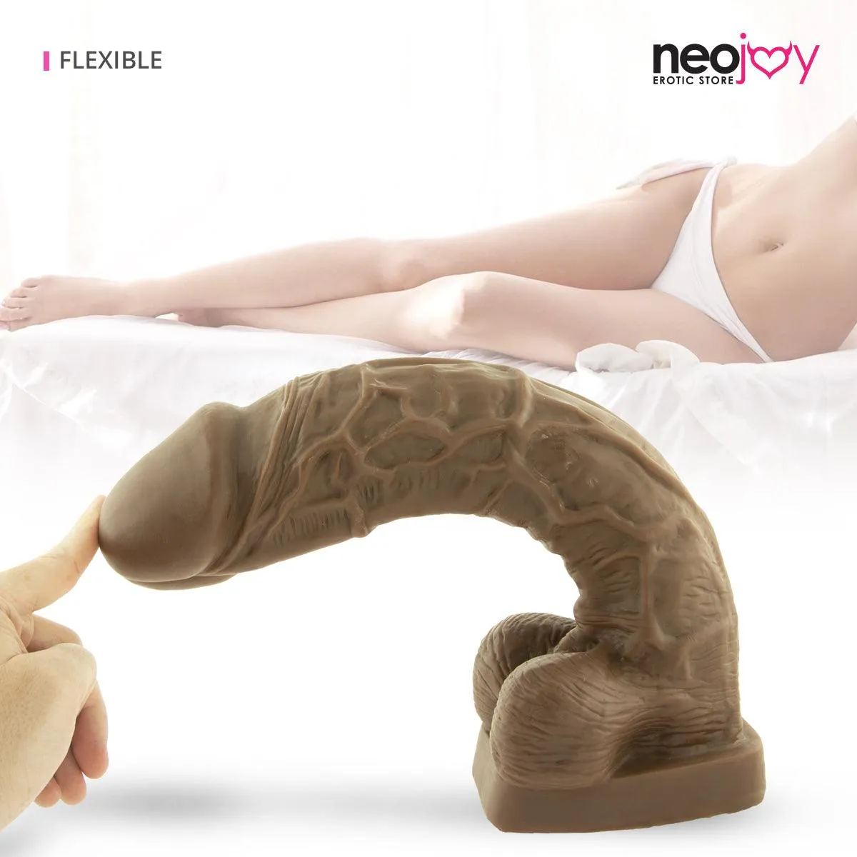 Neojoy - Veiny Realistic Dildo - Brown - 38cm - 15 inch