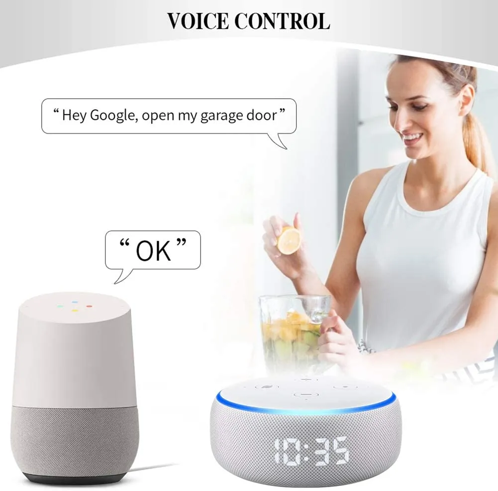 New Smart Wi-Fi Garage Door Opener WiFi Wireless Garage Door Remote, Open and Close Garage Door from Anywhere, Compatible with Google Assistant
