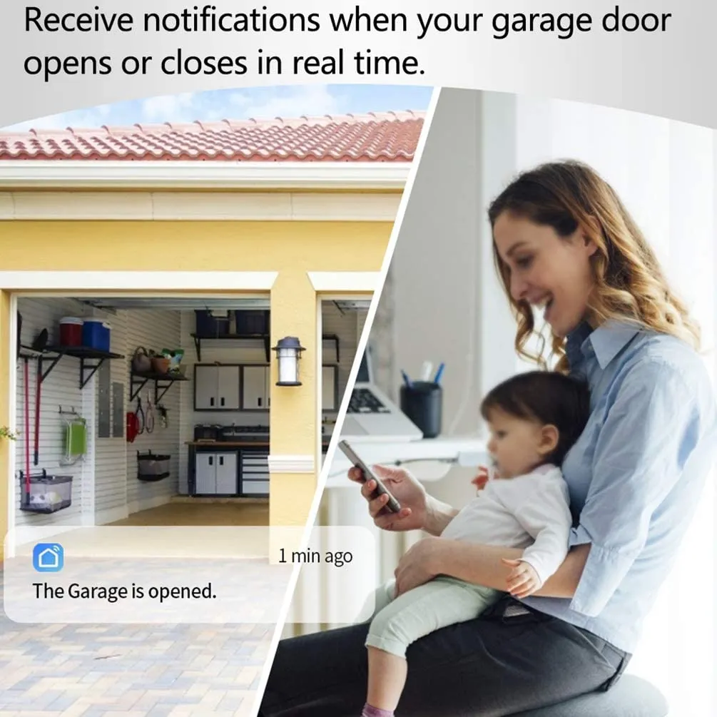 New Smart Wi-Fi Garage Door Opener WiFi Wireless Garage Door Remote, Open and Close Garage Door from Anywhere, Compatible with Google Assistant