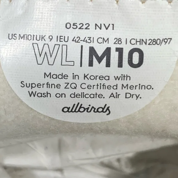 NEW Wool Lounger Fluff Mens 10 Natural White Cream Merino Wool