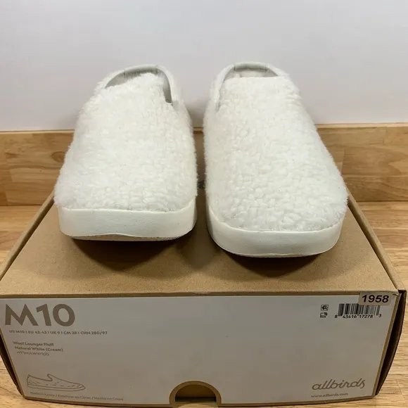 NEW Wool Lounger Fluff Mens 10 Natural White Cream Merino Wool
