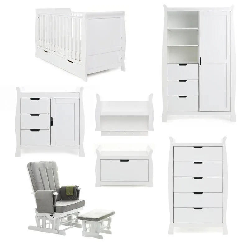 Obaby Stamford Classic Sleigh 7 Piece Room Set - White