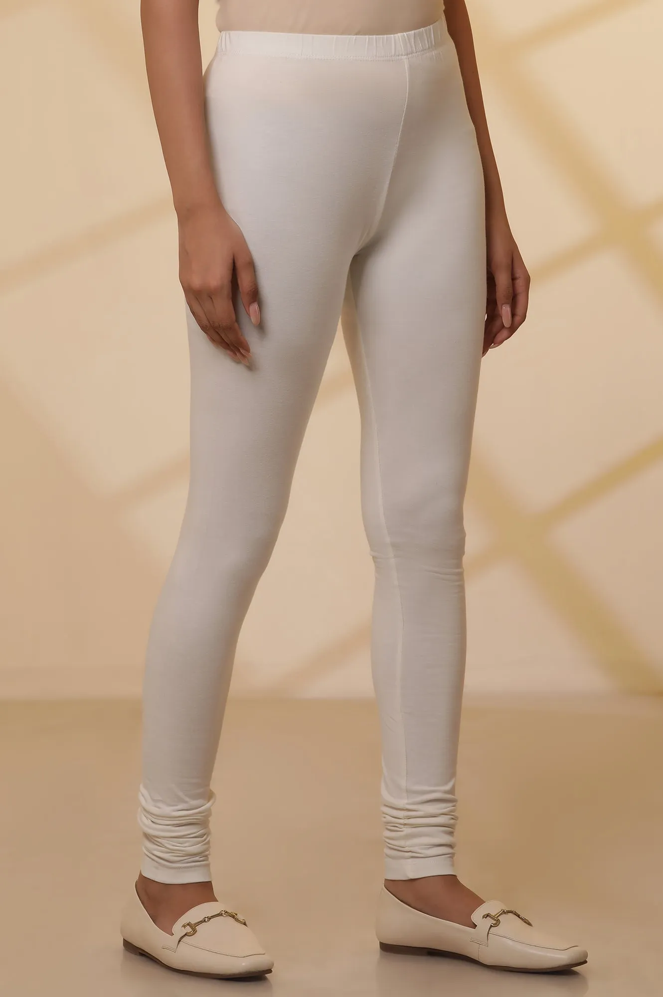 Off-White Cotton Lycra Churidar