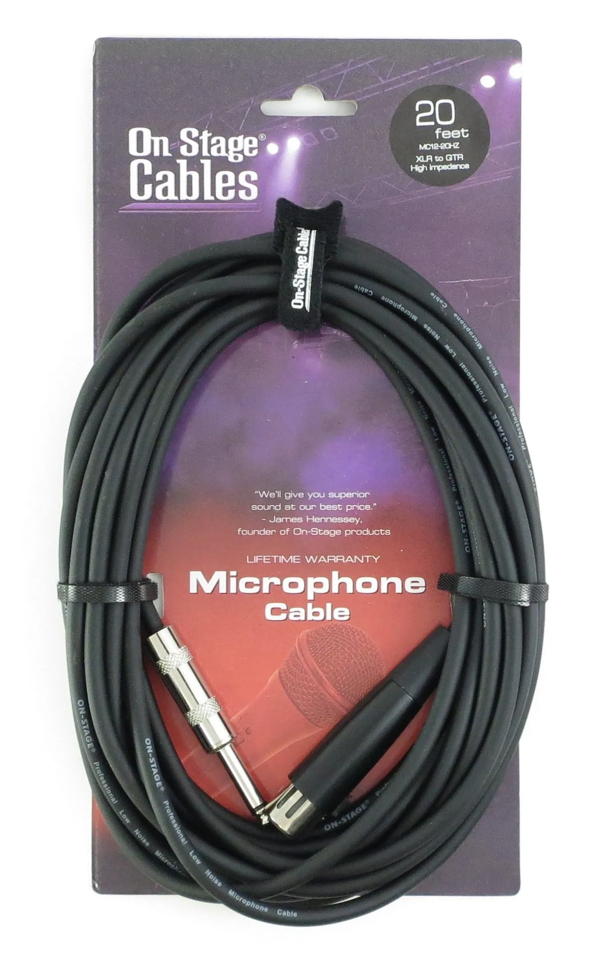 On-Stage MC12-20HZ Mic Cable (20', XLR-QTR)