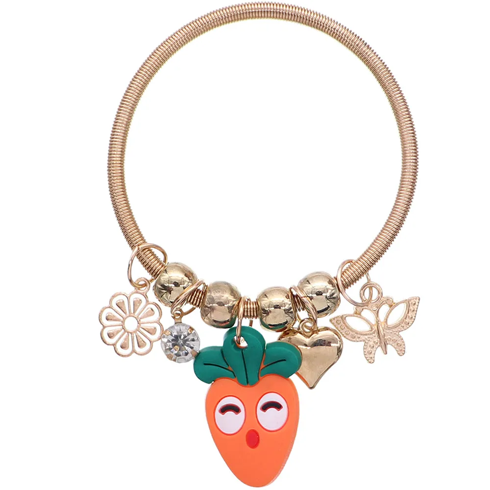 Orange Carrot Butterfly Charm Bracelet