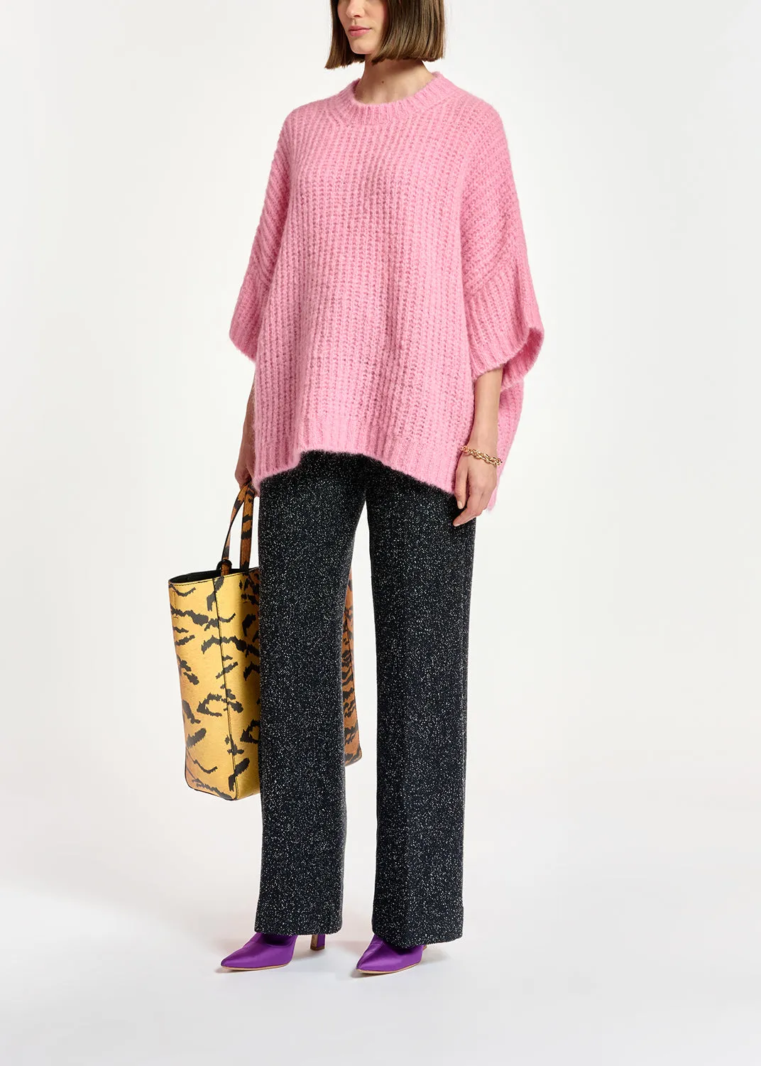 Pink boxy cut knit sweater
