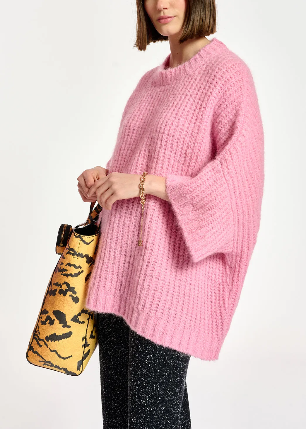 Pink boxy cut knit sweater