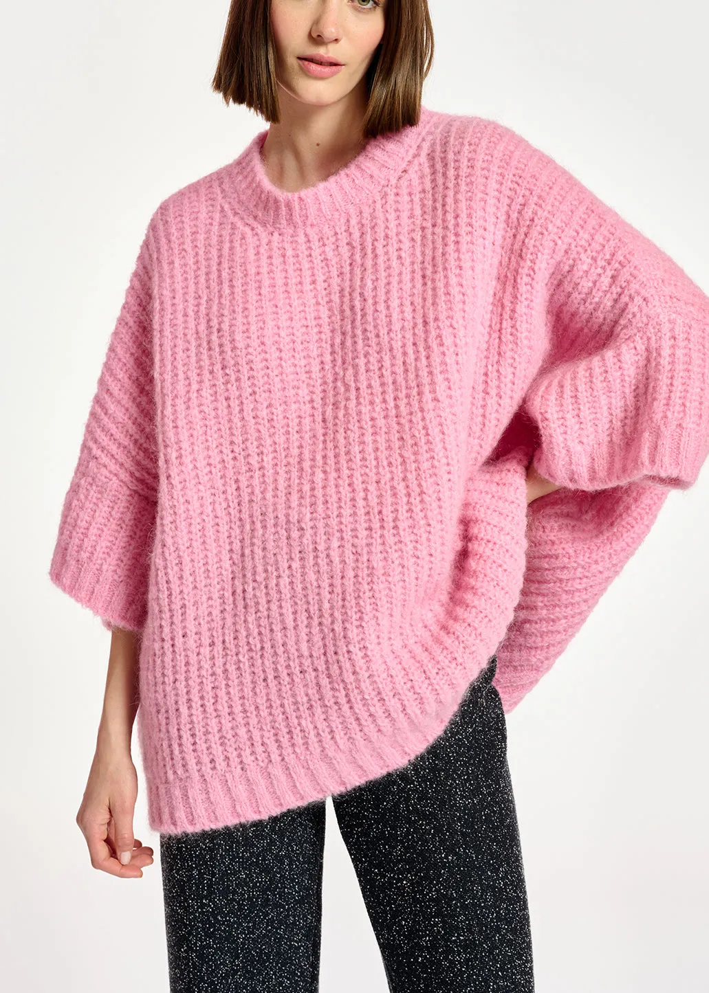 Pink boxy cut knit sweater