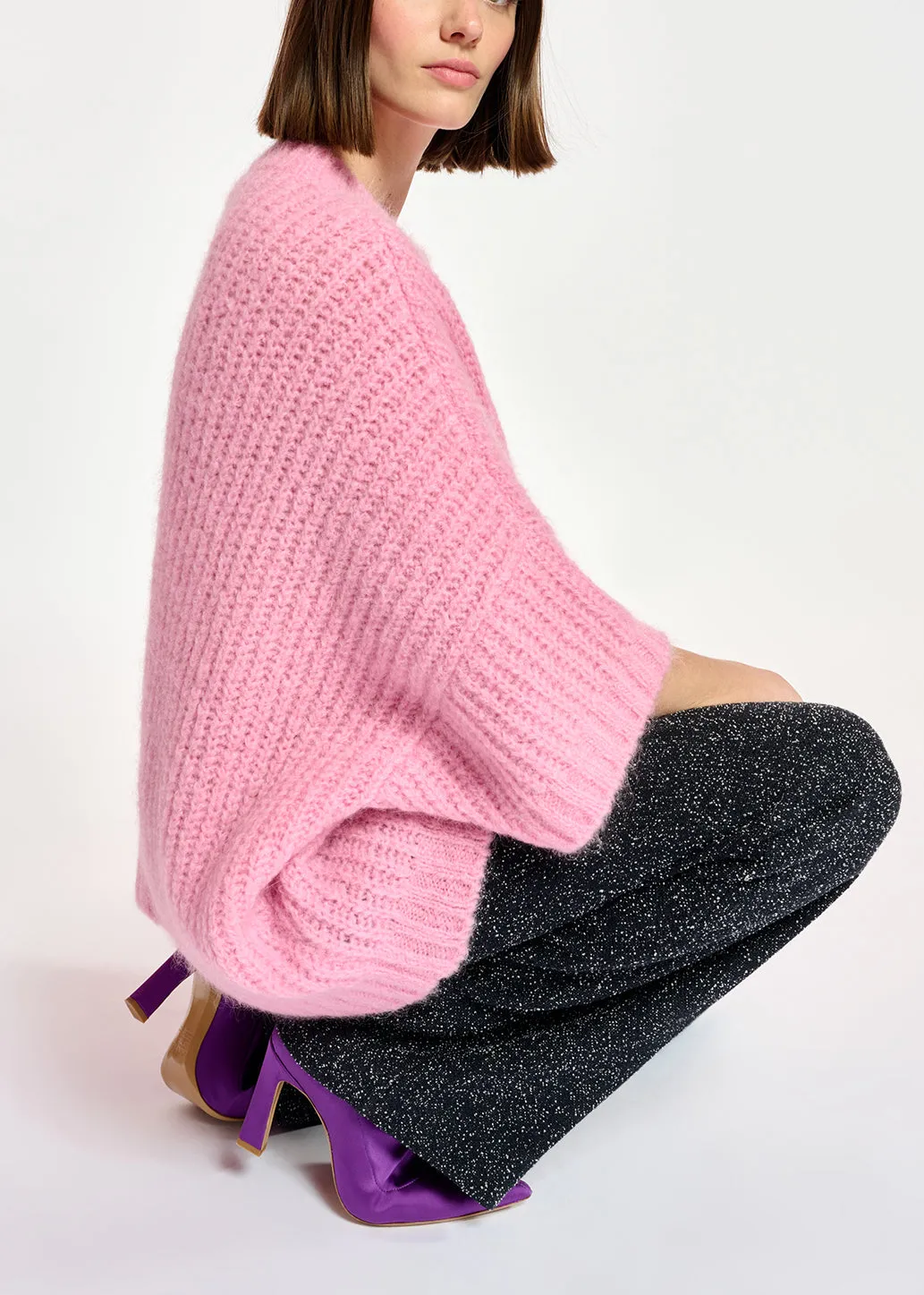 Pink boxy cut knit sweater