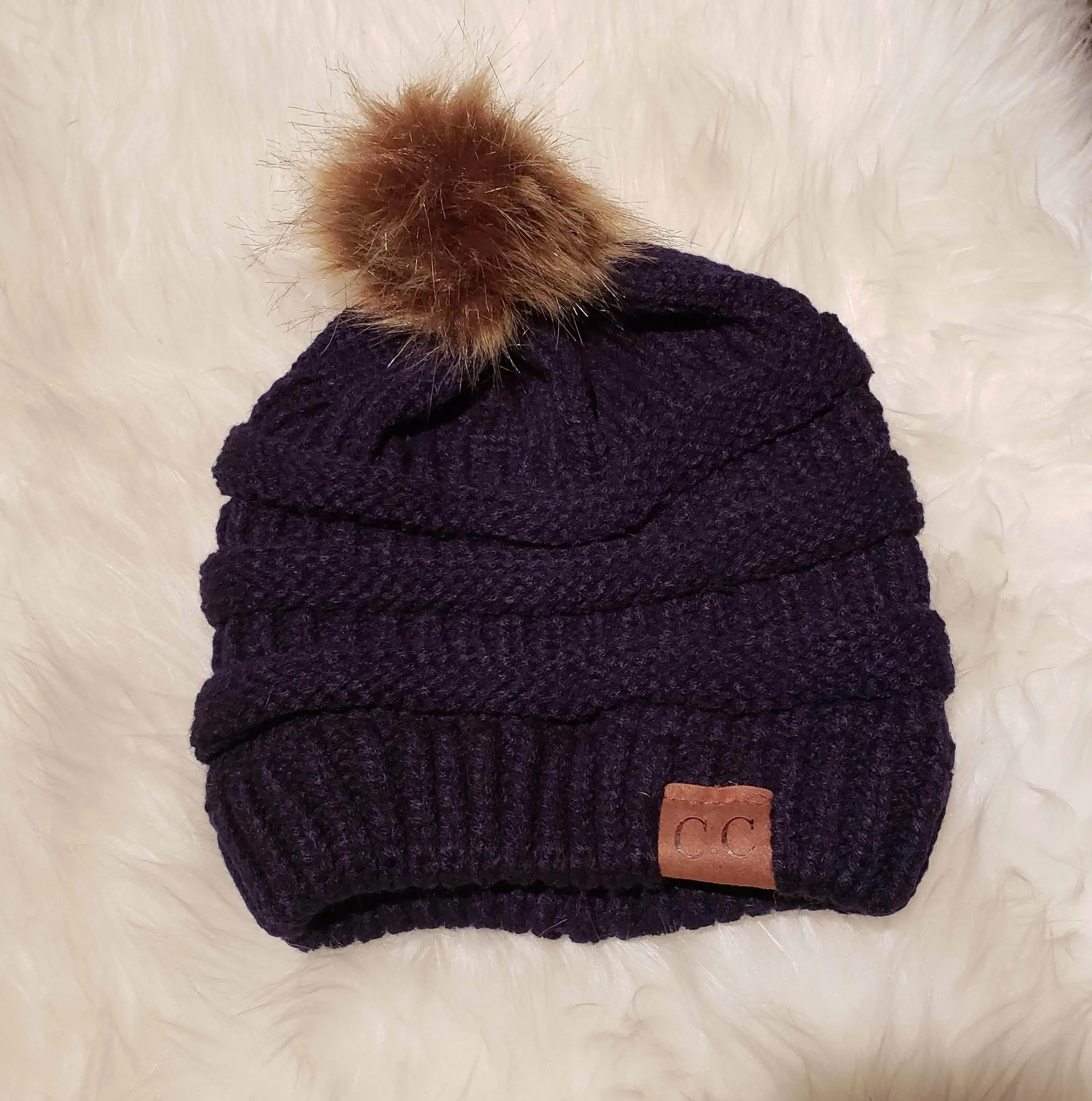 Pom Pom Toque -  Navy
