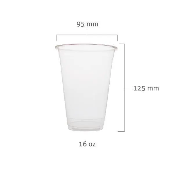 PP Clear Cups 95mm 500cc (16 oz) 2000 cups. Perfect for cup sealing machine and/or dome and flat lids.
