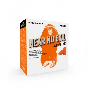 "Hear No Evil" Orange Foam Earplugs, NRR32, Box of 200 Pair