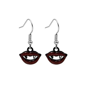 Red & Black Vampire Fangs Drop Earrings